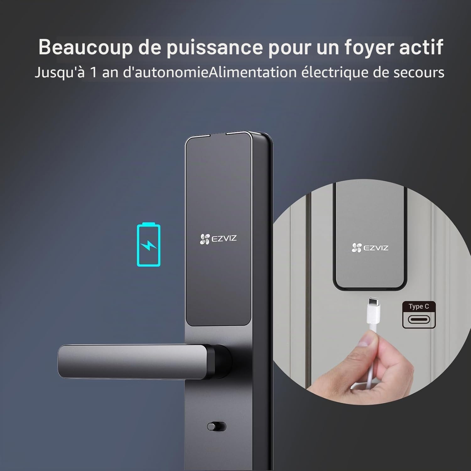 EZVIZ Smart Lock DL05 Serrure de porte d'entrée sans clé 7 en 1, avec accès par empreintes digitales – Entrée sécurisée sans clé, plusieurs options de déverrouillage, alertes instantanées, résistant