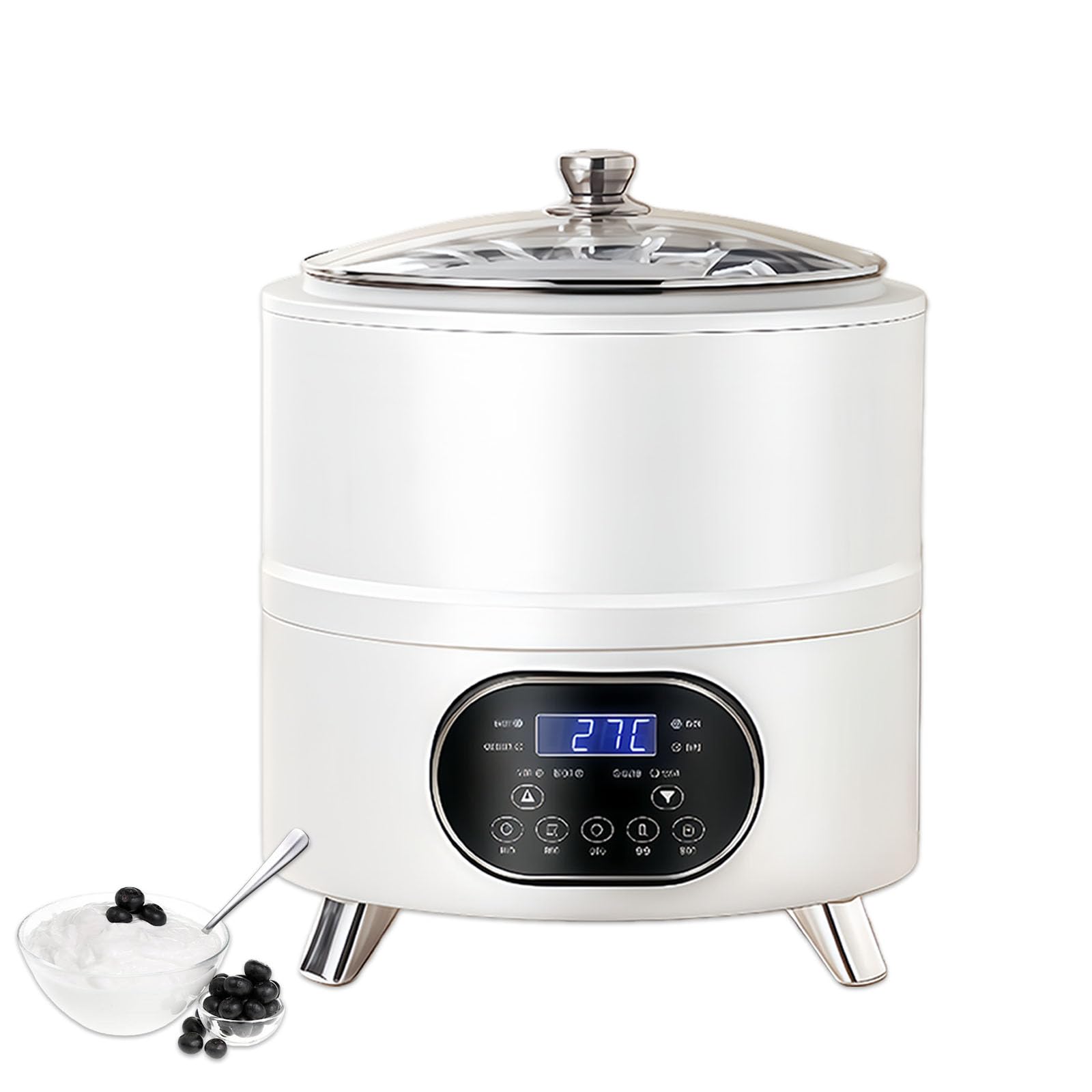 XNXYSMKJ Yogurt Maker,Stainless Steel Automatic Fermentation Machine W/Temperature Settings for Homemade Yogurt,Sourdough,for Longevity (White 12L)