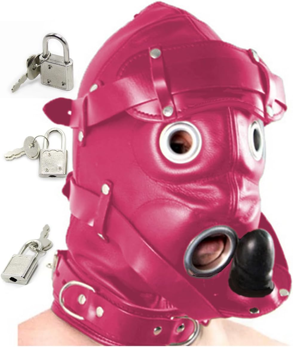 Leather Fetish Mask with Mouth Gag Bondage Ball Gag BDSM Mask Costume SM Sex Toy