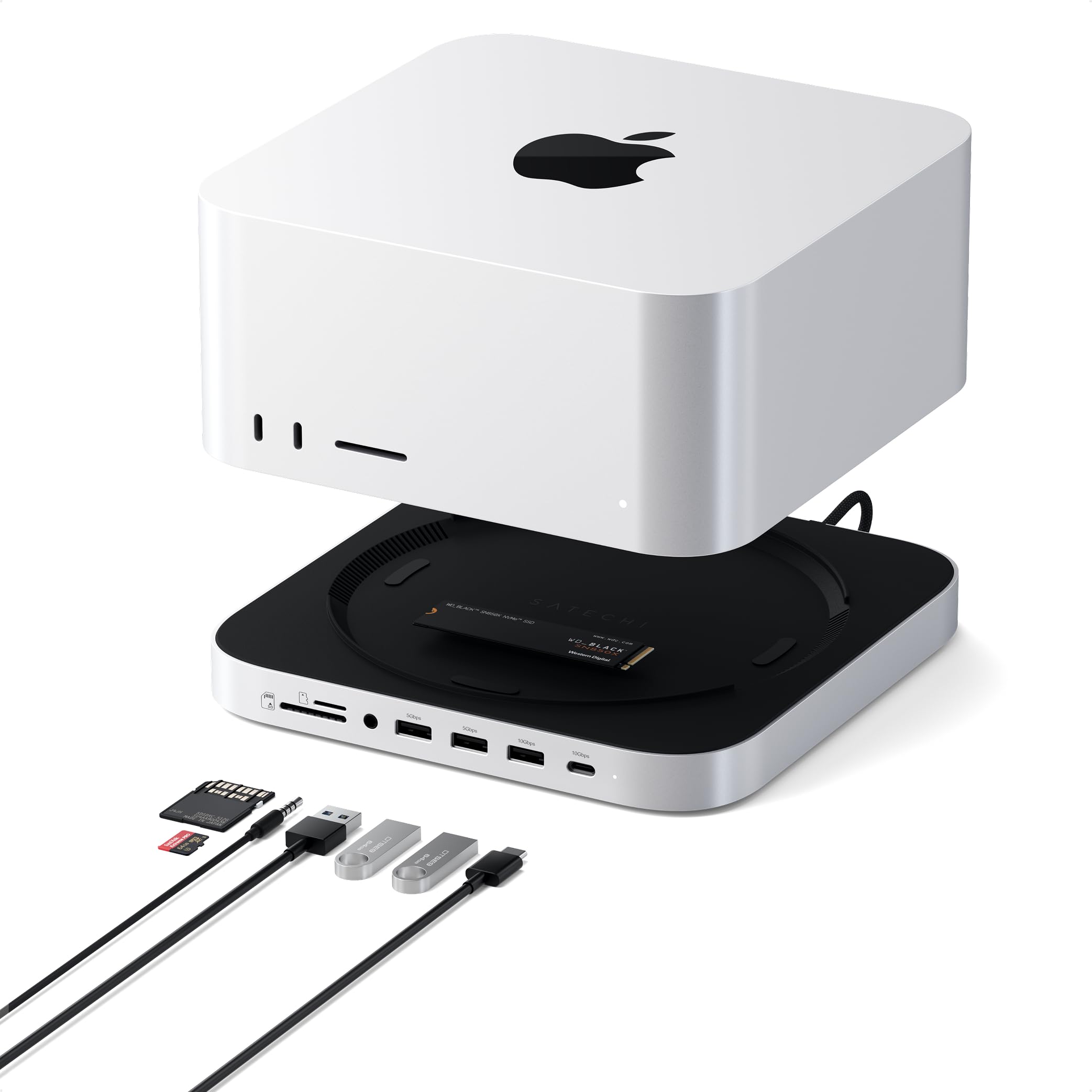 SATECHI MAC mini M1/M2 M.2 SSD 512GB付 Satechi Mac Studio M5 Hub & Stand with NVMe SSD Enclosure, Silver