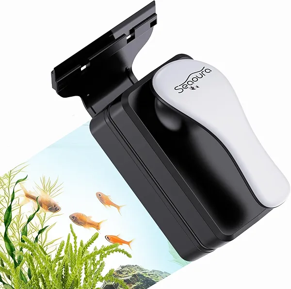 SEAOURA Magnetic Aquarium Glass Cleaner，Algae Scraper for Aquarium Fish Tank， Fish Tank Algae Clean Brush Dual-Sided Side Floating Aquarium Magnetic Brush (S)