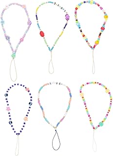 Uonlytech 6 Peças De Argila Macia Corrente Para Celular Alça De Telefone Celular Alça De Telefone Com Contas Para Pendurar No Pulso Da Caixa Do Telefone Alça De Telefone Decorativa Corrente