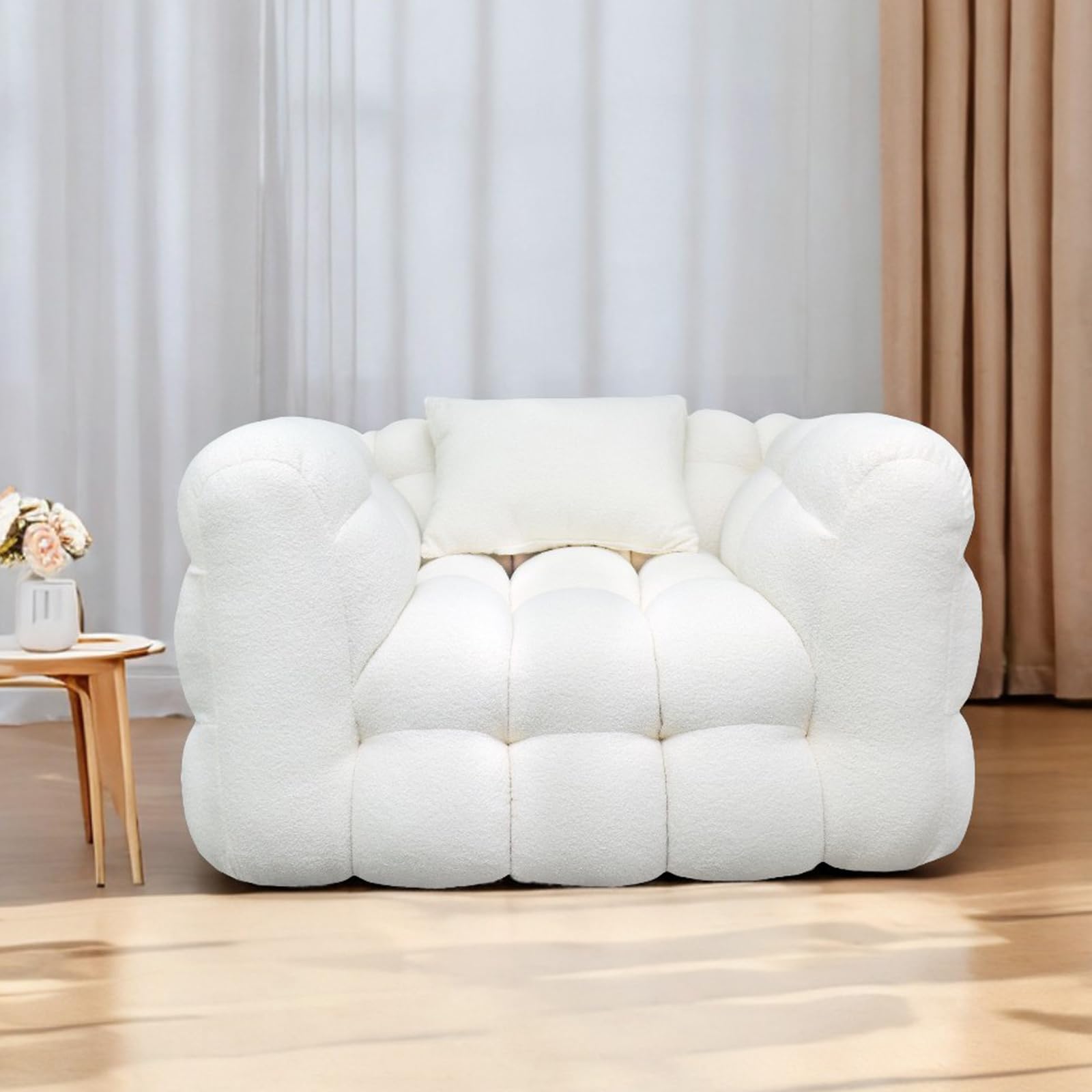 WENBOHOME Luxurious Lambswool Sofa set Cotton Candy Design Made of Premium Pine Wood, High-Density Sponge and Luxurious Lambswool for Home Livingroom,Bedroom,Office (Single Seater)