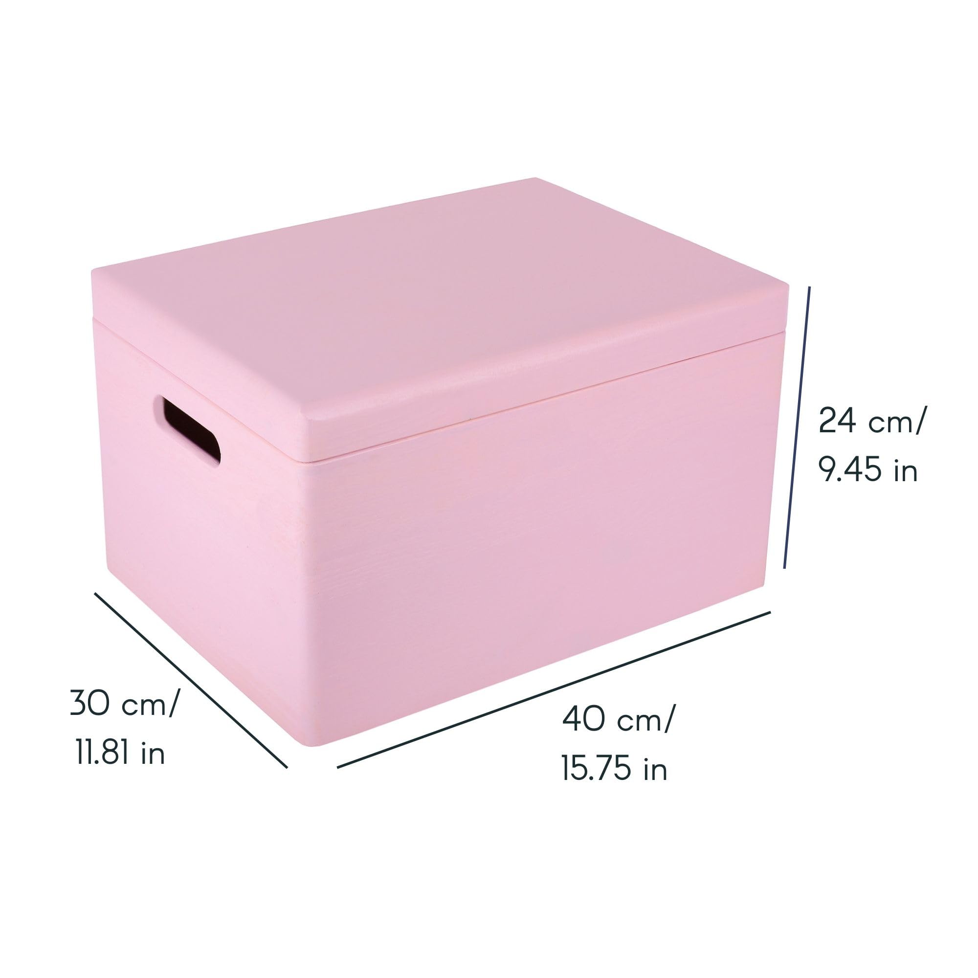 Creative Deco Boite Rangement en Bois Rose | 40 x 30 x 24 cm (+/- 1 cm) | avec Couvercle et Poignées | Boite en Bois | Boite a Souvenir | Boîte Caisse Malle Coffre | BRUT ET NON PONCÉ