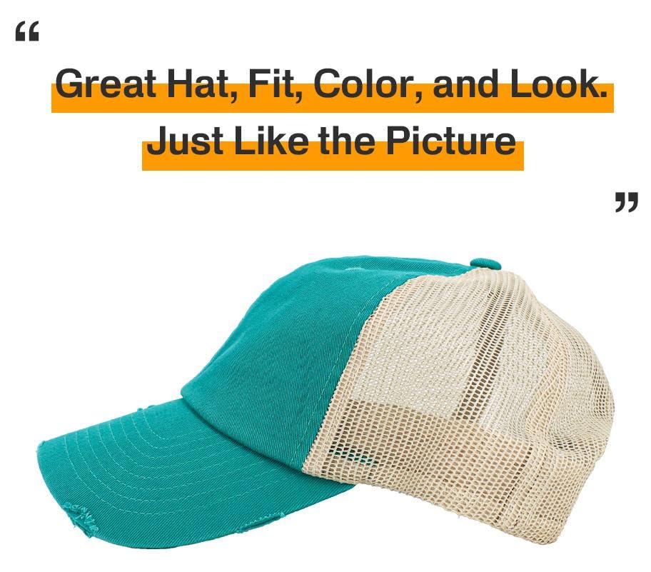Image of KBETHOS Vintage Washed Distressed Cotton Dad Hat Baseball Cap Adjustable Polo Trucker Unisex Style Headwear