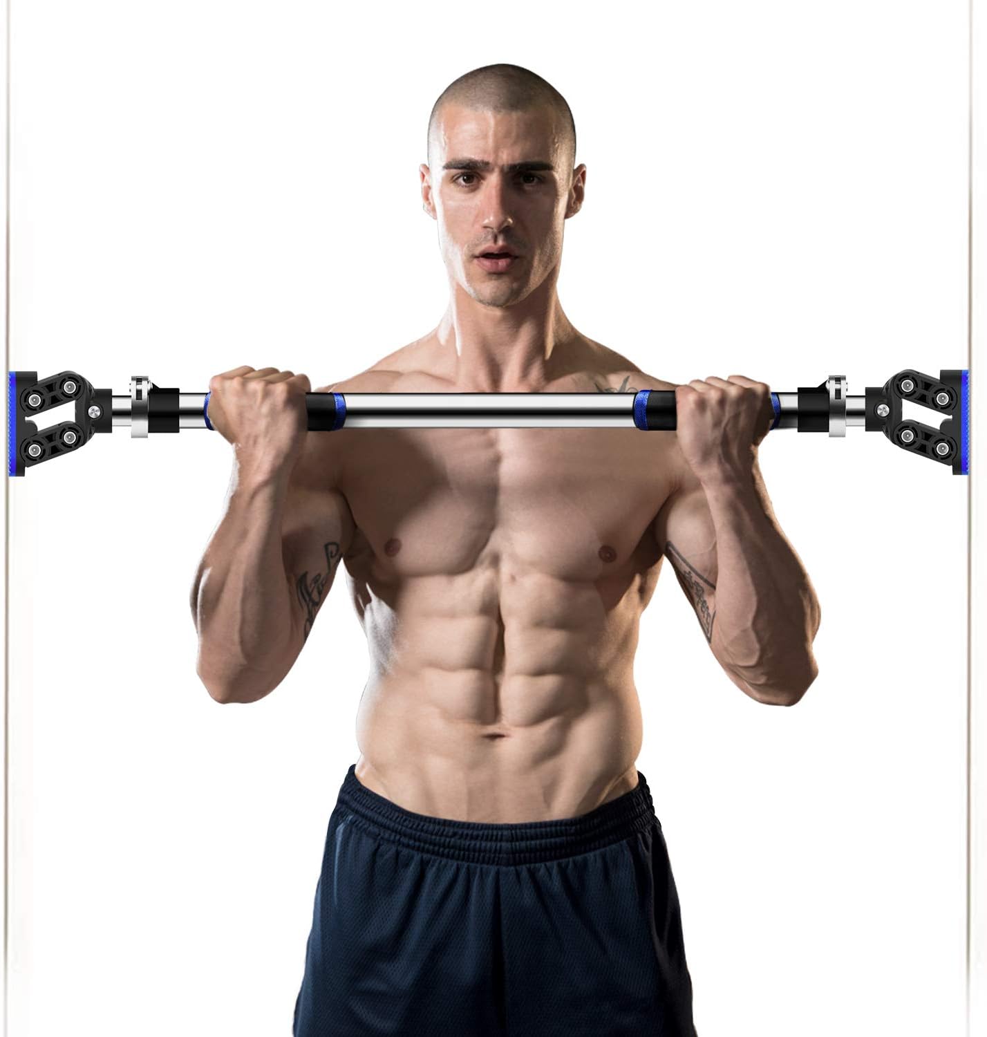FEIERDUN Doorway Pull Up and Chin Up Bar Upper Body Workout Bar with No Screws & Safe Locking Mechanism for Home Gym Exercise Fitness Max Load 440 LBS (Blue, L28.3~36.2") : Sports & Outdoors