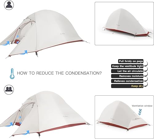 Miniatura 4 de BISINNA Tienda de campaña ligera para mochileros para 12 personas con huellas, cúpula independiente de 3 estaciones, ultraligera, portátil, camping,