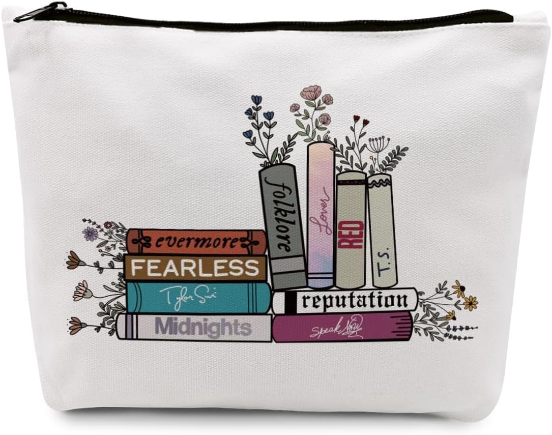 Taylor Swift Makeup & Cosmetic Big Size Bag | Best Gift for SWIFTIES | Best POP Singer Gift for Taylor Swift Lovers (Book Stack)