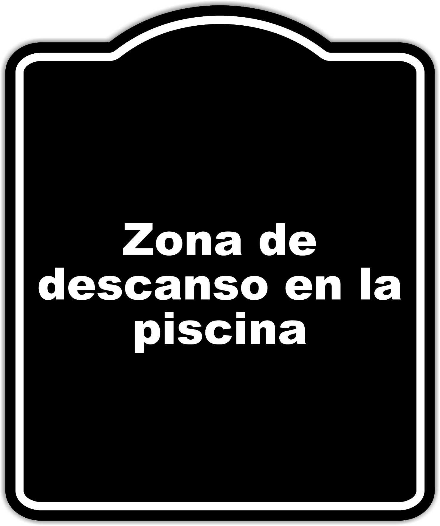 Zona de descanso en la piscina BLACK Aluminum Composite Sign 8.5 x 10 inches