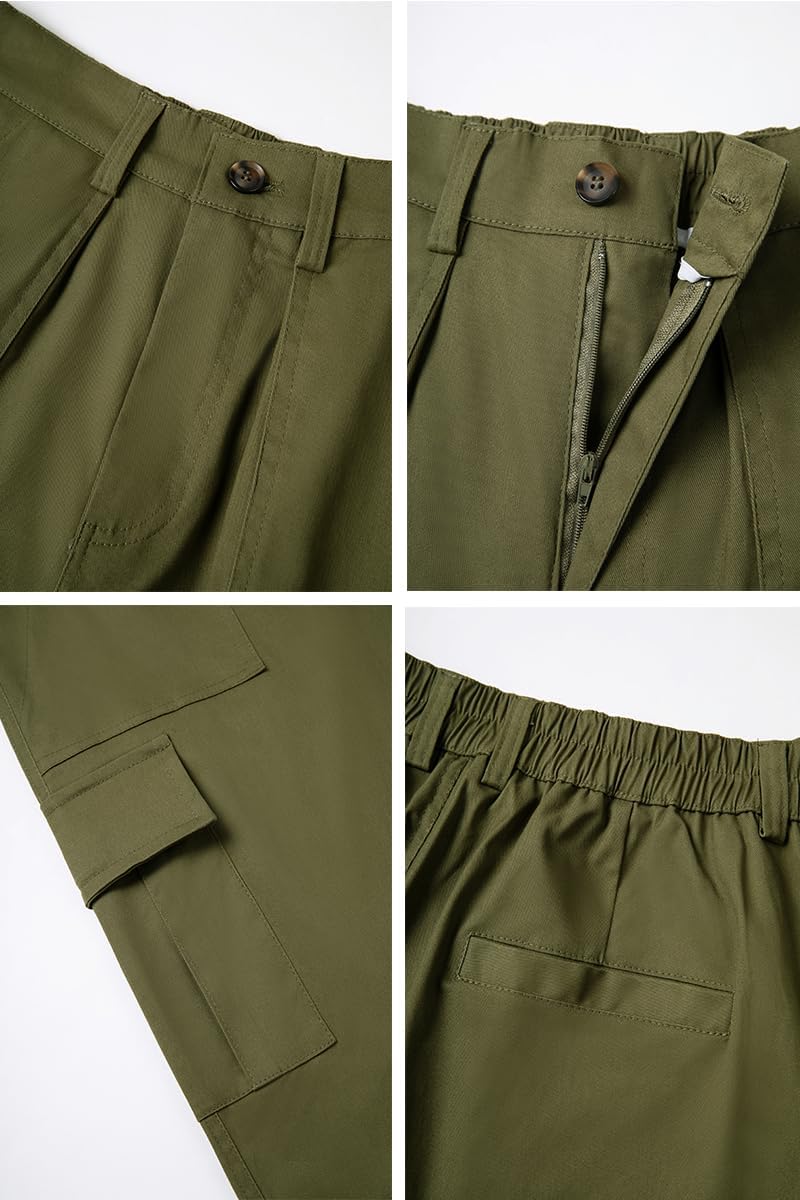 THWEI Cargo Pants for Men Casual Cotton Lightweight Relaxed Fit Stretch Elastic Waist Work Pants - Image 5