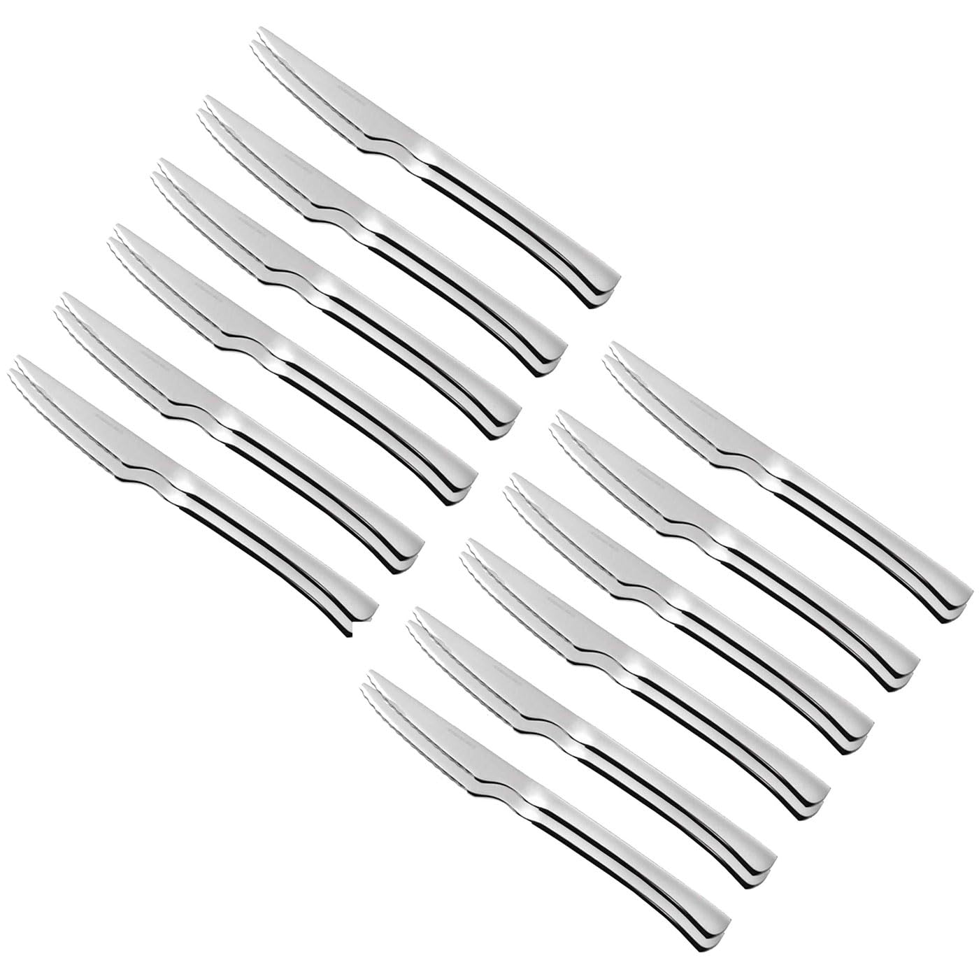 ACAN Tradineur - Pack de 24 Cuchillos Chuleteros, Acero Inoxidable, Cubiertos Clásicos de Mesa, Aptos para Lavavajillas - 22 cm