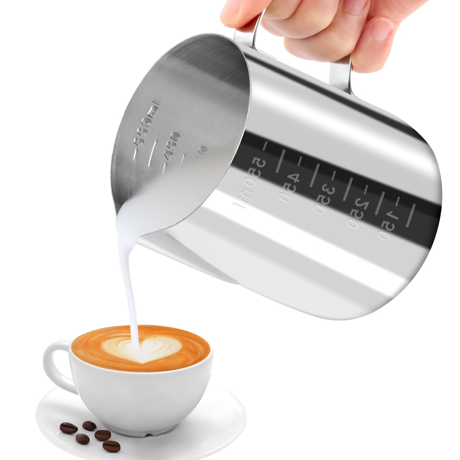 Barista Milchkännchen Set - 350ml Edelstahl Mit Latte Art Zubehör