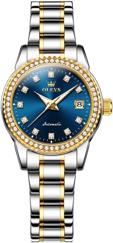 OLEVS Automatic Watches for Women Stainless Steel Durable Women’s Watches Waterproof Business Womens Luxury Watches Fashion Luminous Date Self Winding Watches for Women Reloj para Mujer
