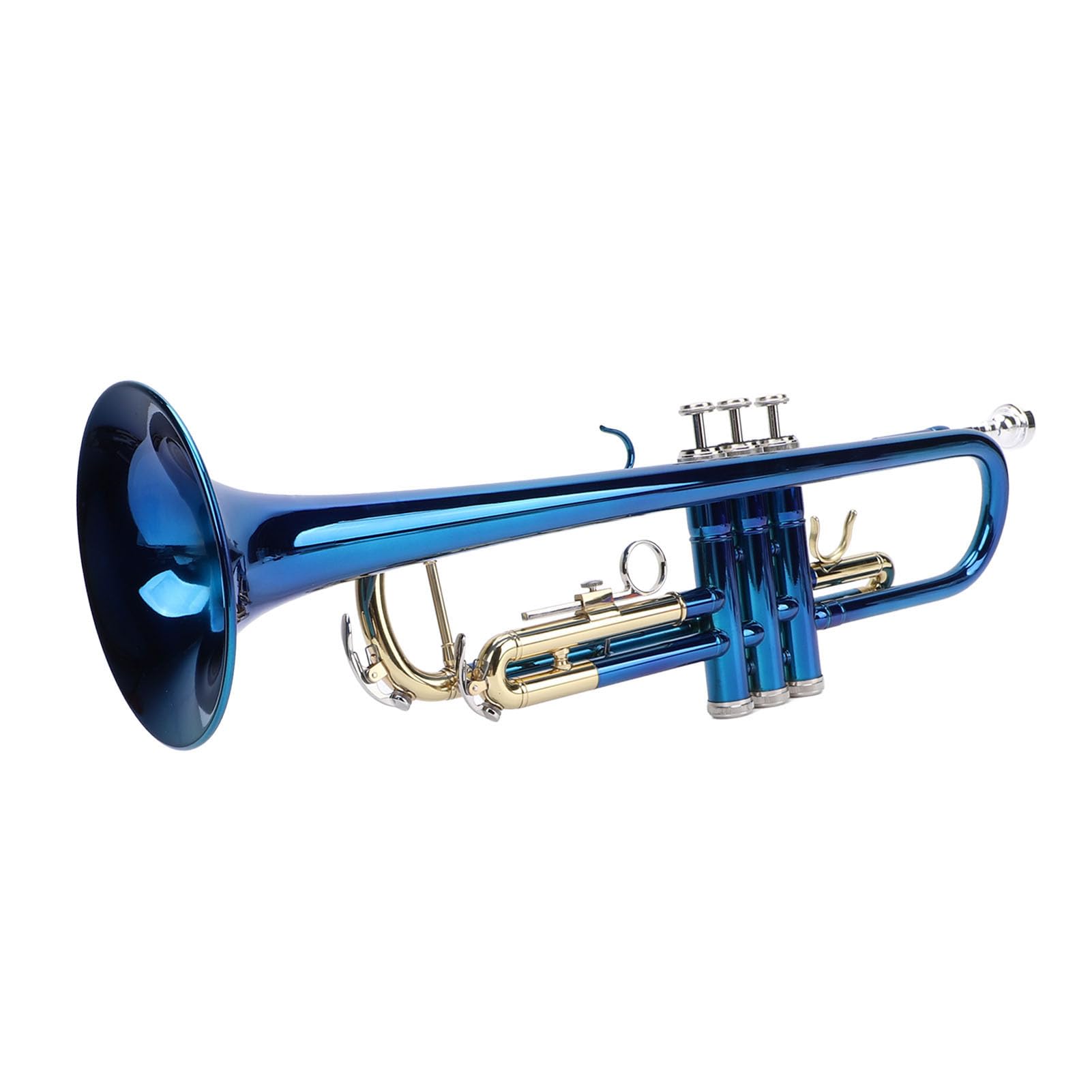 Tromba Bb in Plastica Professionale, Set di Tromba Standard per Studenti Principianti, Strumento Tromba Bb, Tromba Standard Bb, Colore Blu, Chiavi Oro e