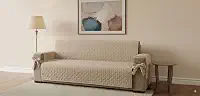 Capa Protetora para Sofá 3 Lugares Padrão | Ajustável e Lavável | Proteção Contra Sujeira, Manchas, Pets e Crianças | Diversas Cores para Decoração da Sala (Bege)