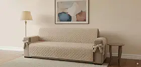 Capa Protetora para Sofá 3 Lugares Padrão | Ajustável e Lavável | Proteção Contra Sujeira, Manchas, Pets e Crianças | Diversas Cores para Decoração da Sala (Bege)