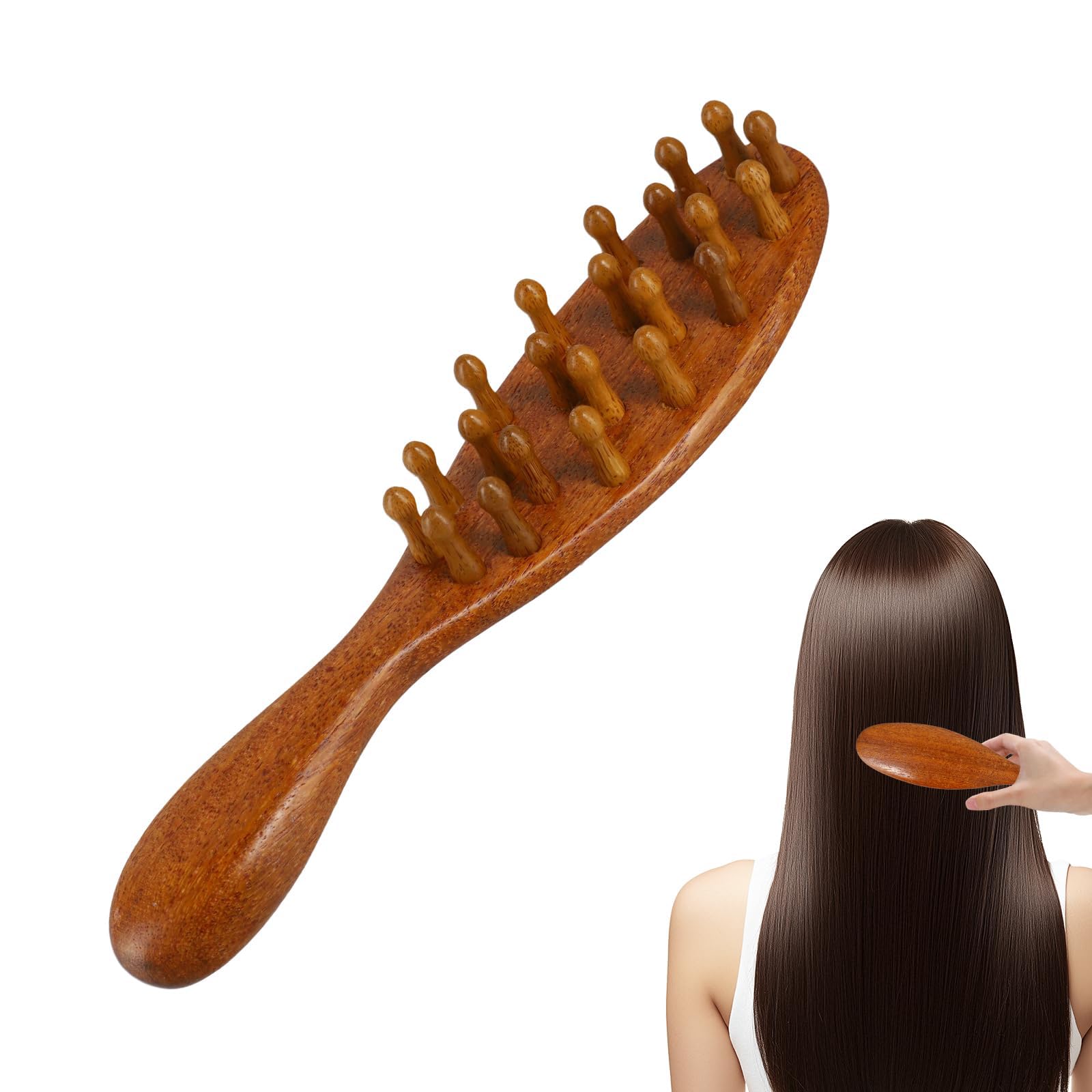 Cepillo de Masaje para el Cuero Cabelludo Madera Para Dreads, Cepillo de Masaje Capilar Masajeador de Cuero Cabelludo Gua Sha, Madera Elegante, Agarre Cómodo