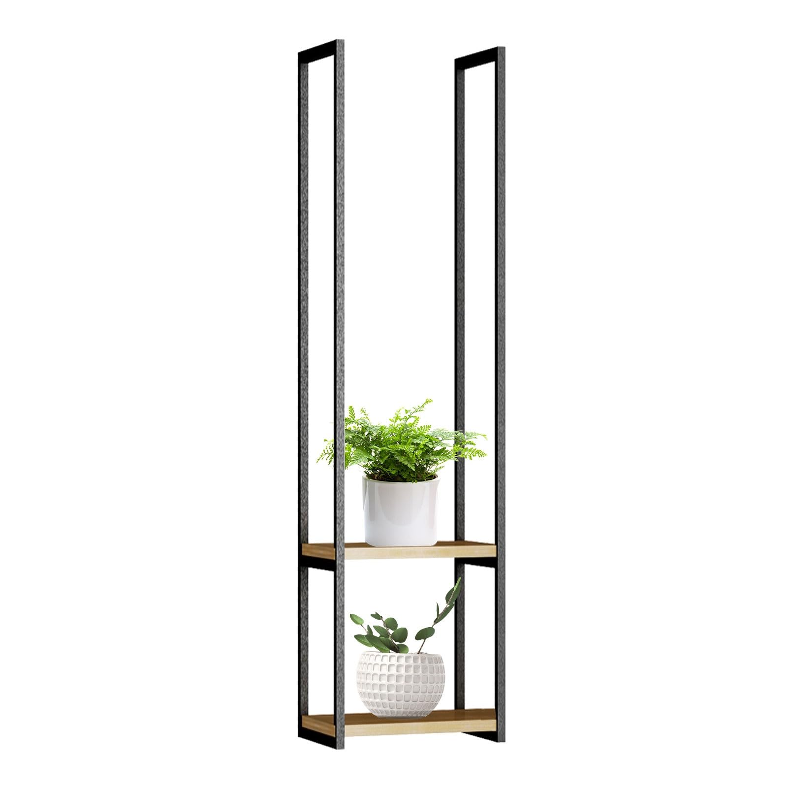 Support à fleurs en bois massif et fer de style contemporain
