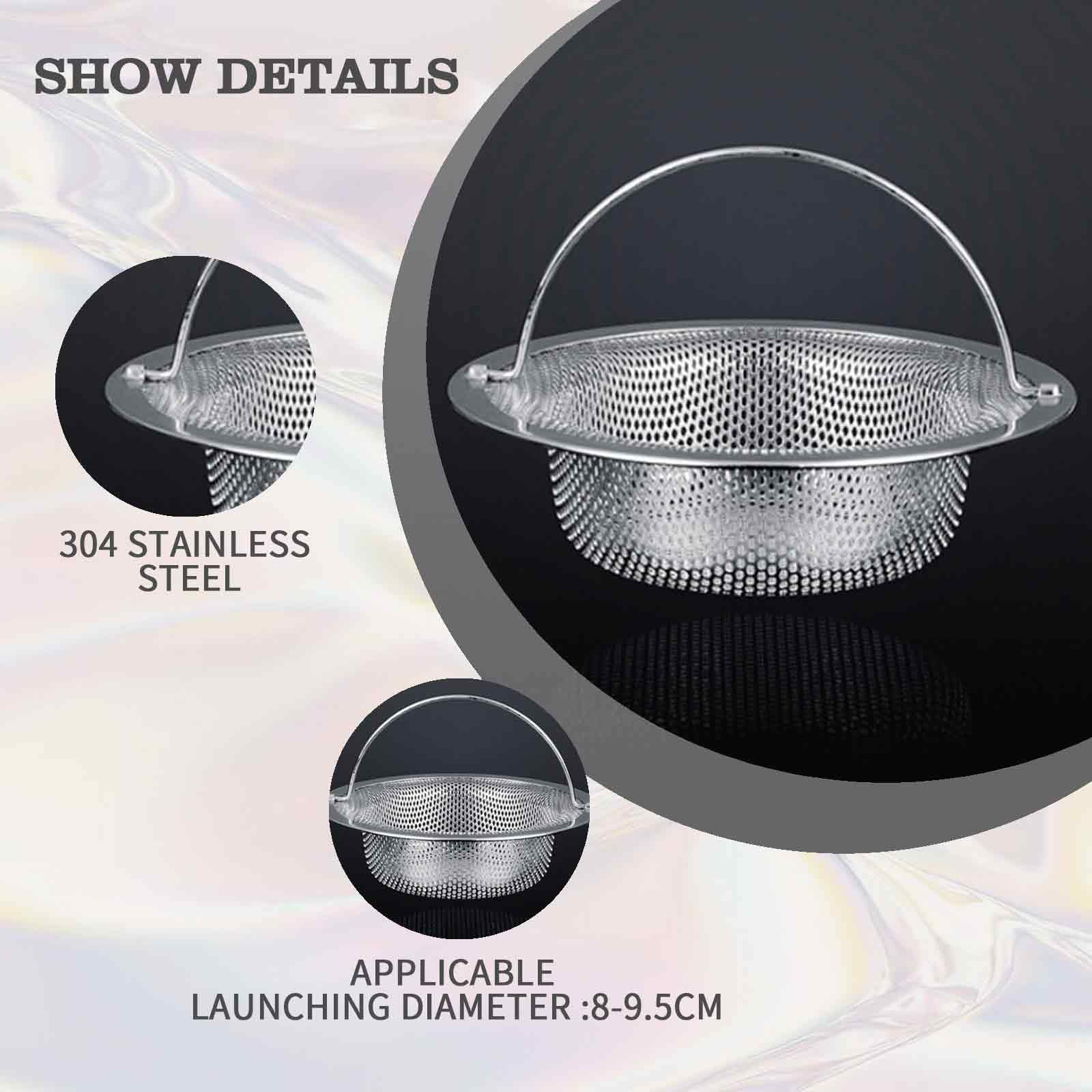2 Pezzi Filtro Lavello Cucina Acciaio Inossidabile Filtro Lavello con Manico per Bagno Vasca Doccia Cucina Tappo di Scarico Trattiene Capelli Strainer（11 x 8 x 2 cm）