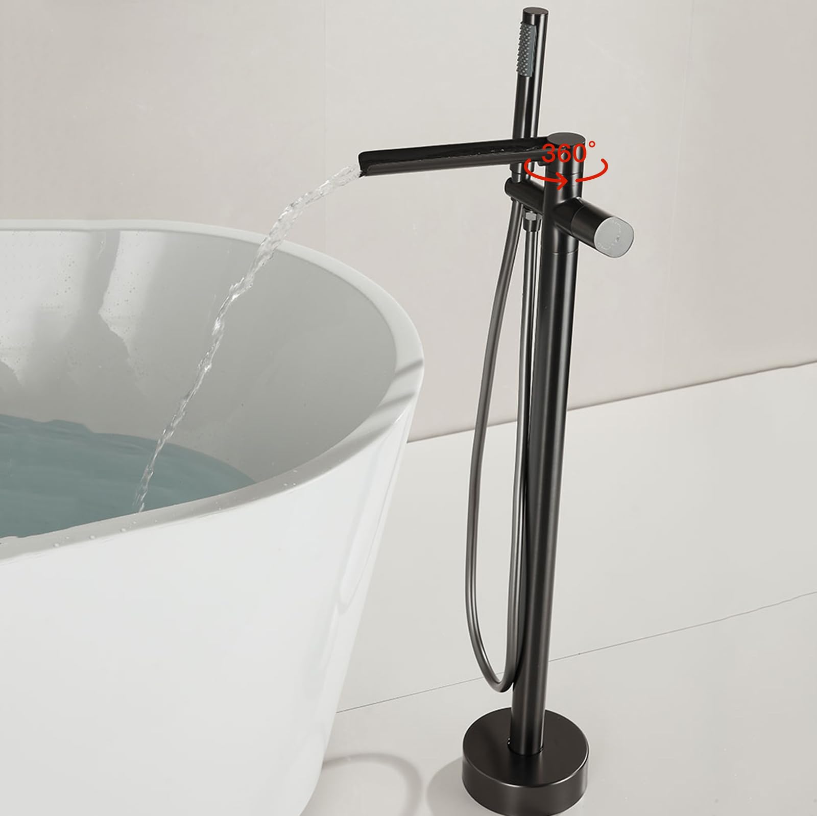 BiaoTeng Grifo de Bañera Exenta con Ducha Mano Blanco Laton