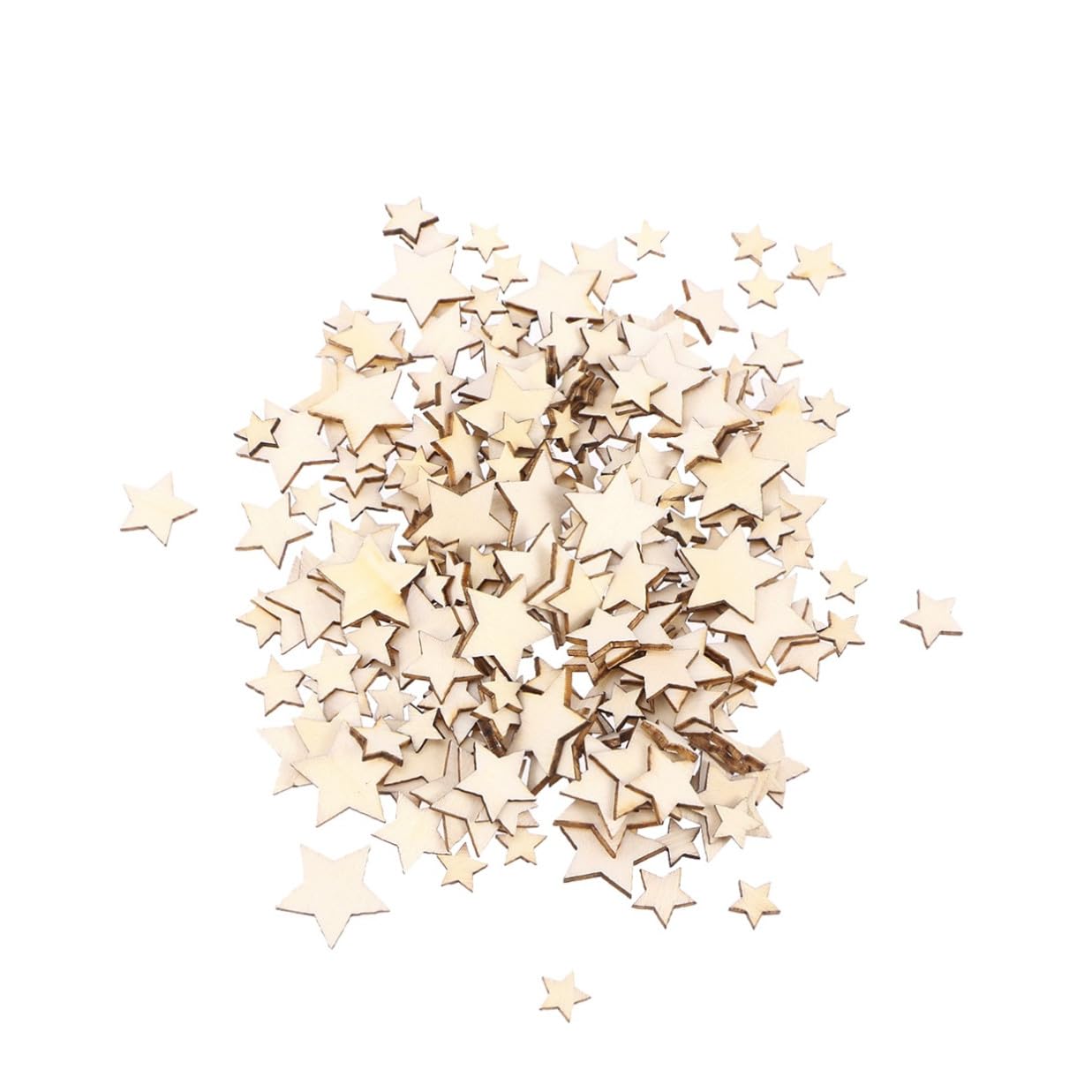 200 Pezzi Stelline di Legno Beige a Forma di Pentagramma per Decorazioni Natalizie e Feste, Ornamenti Artigianali per Lavoretti Fai-da-Te e Progetti Creativi