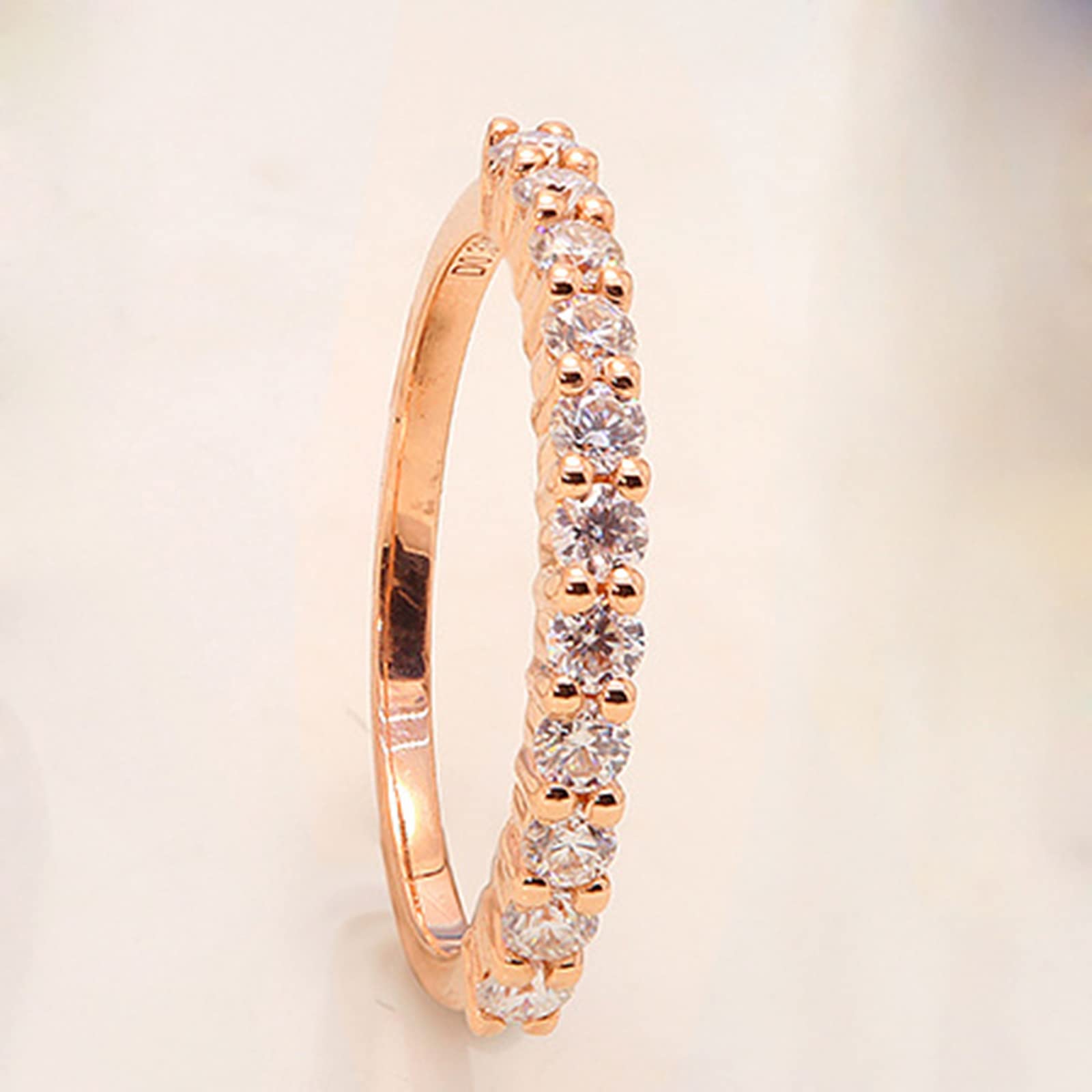 KnBoB Anillo de oro rosa de 14 quilates/18 quilates, apilable, 0,03 ct