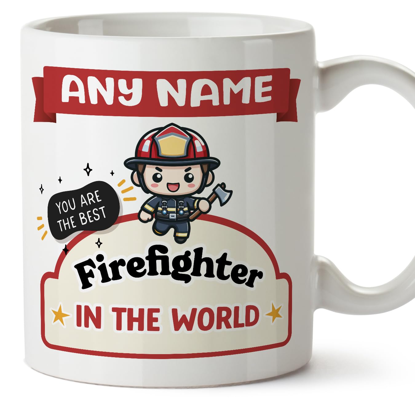 MUGFFINS Personalised Mug for Firefighter man - in English - Best in the World - Kawaii - Funny Custom Gift for Colleagues - Ceramic 11oz Mug โ image 1