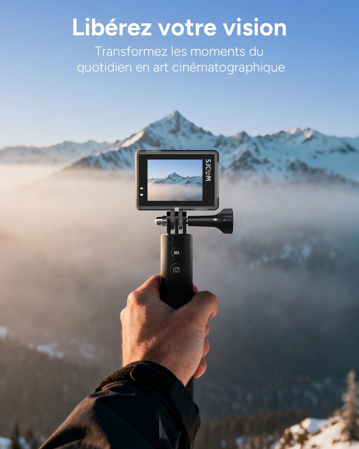SJCAM SJ6Ultra Camera Sport 4K 30FPS 20MP WiFi Action Cam Double Écran LCD,166° Grand Angle,Stabilisation 6 Axes EIS, Étanche 30M,2 Batteries,pour Vlog Moto Vélo,Plongée