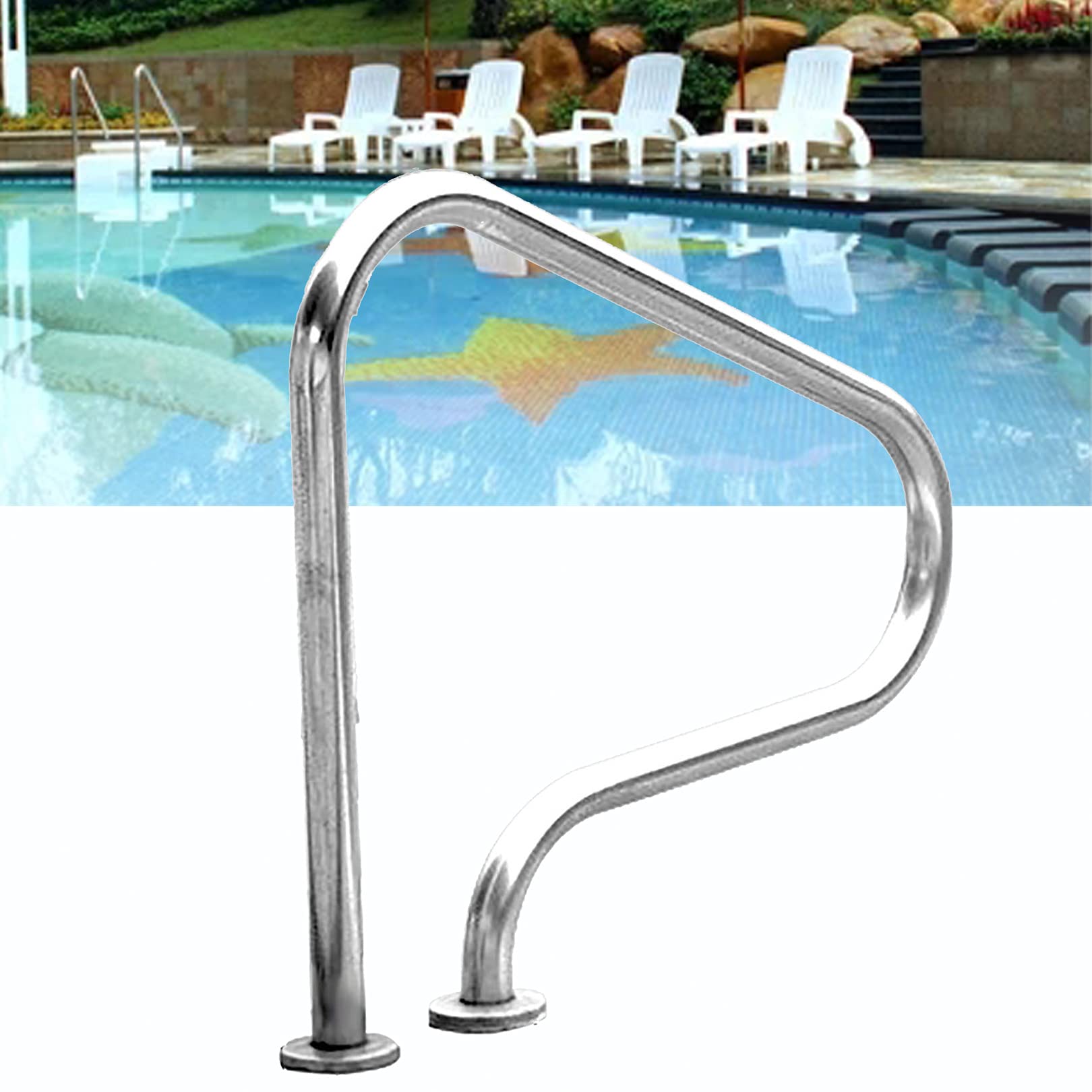 MSHGSKU 80x80cm Swimming Pool Handrail, Easy Mount Handrail Rustproof Perfect Handle Pool Grab for In Ground Swimming Pools (Thick 1.2mm) ()