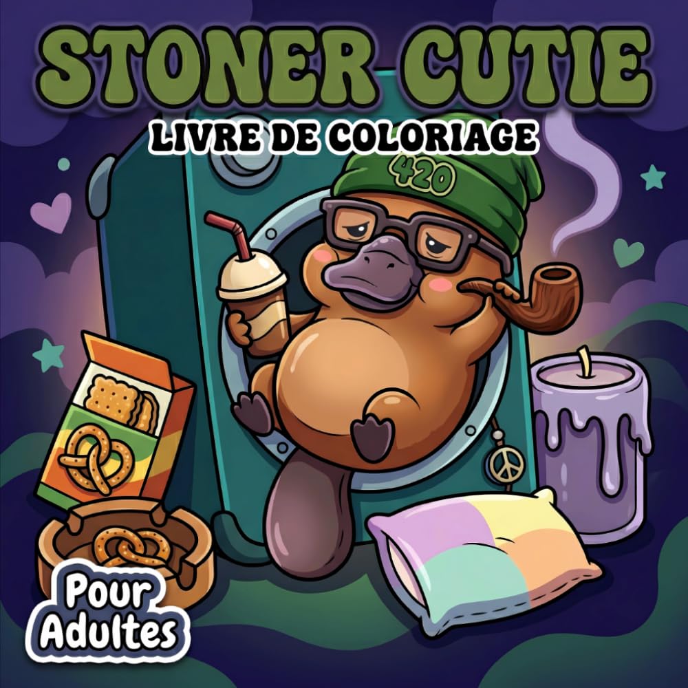 Livre De Coloriage Stoner Cutie Pour Adultes: Univers Psychédélique Tout En Douceur Peuplant Chaque Page D’Animaux Amusants Aux Lignes Simples Et Apaisantes