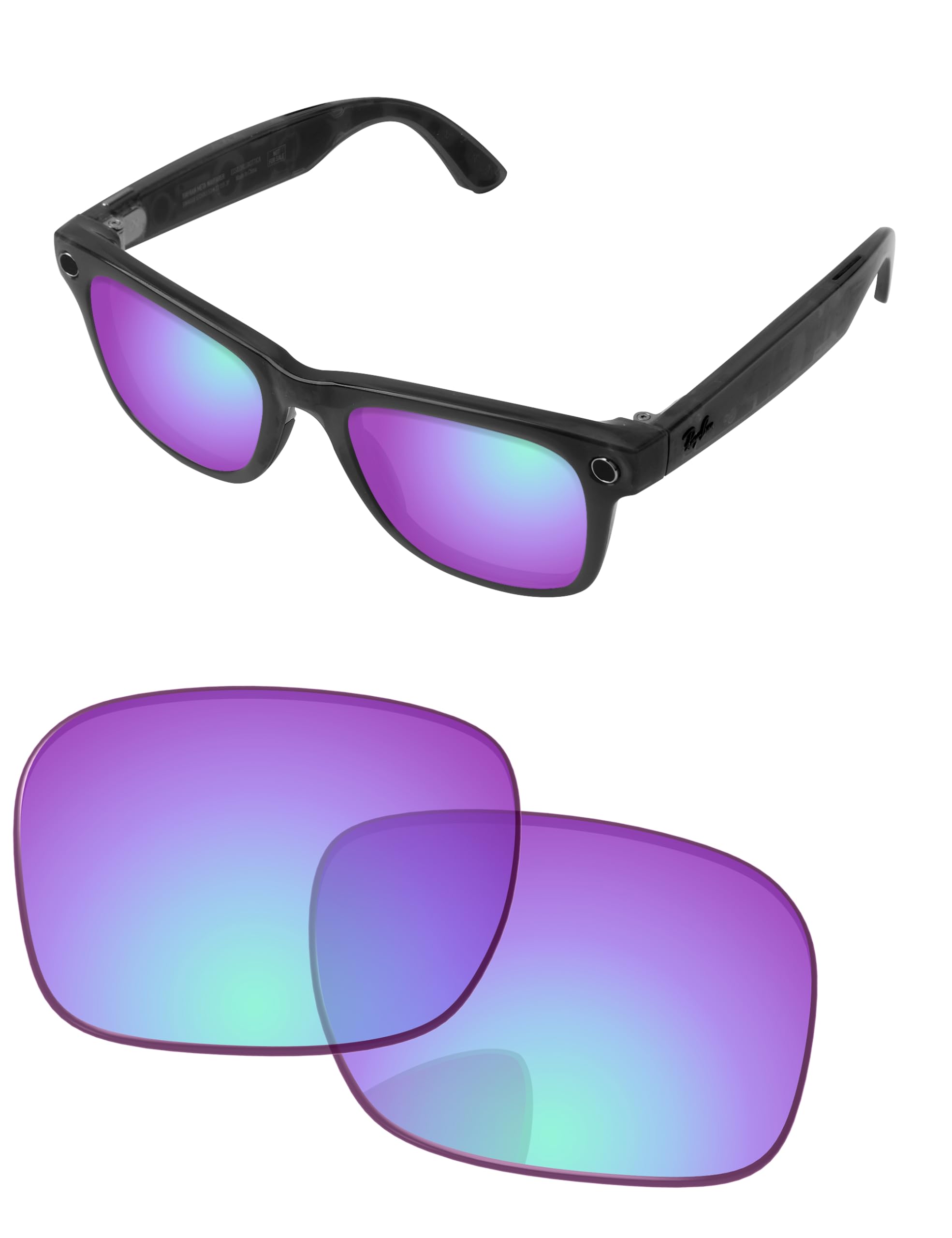 Replacement Lenses for Ray-Ban Meta Wayfarer RW4006 &amp; RW4012 50mm AI Glasses - Photochromic, Anti Blue Light Lens