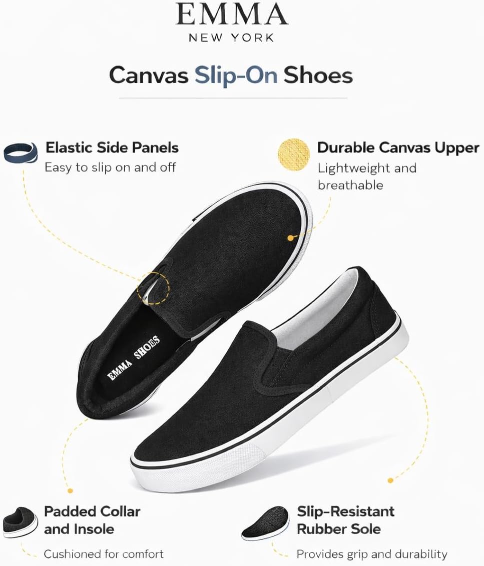 Emma Shoes Low-Top Slip Ons Women's Fashion Sneakers Casual Canvas Sneakers for Women Comfortable Flats Breathable Padded Insole Slip on Sneakers Women Low Slip on Shoes - Image 4