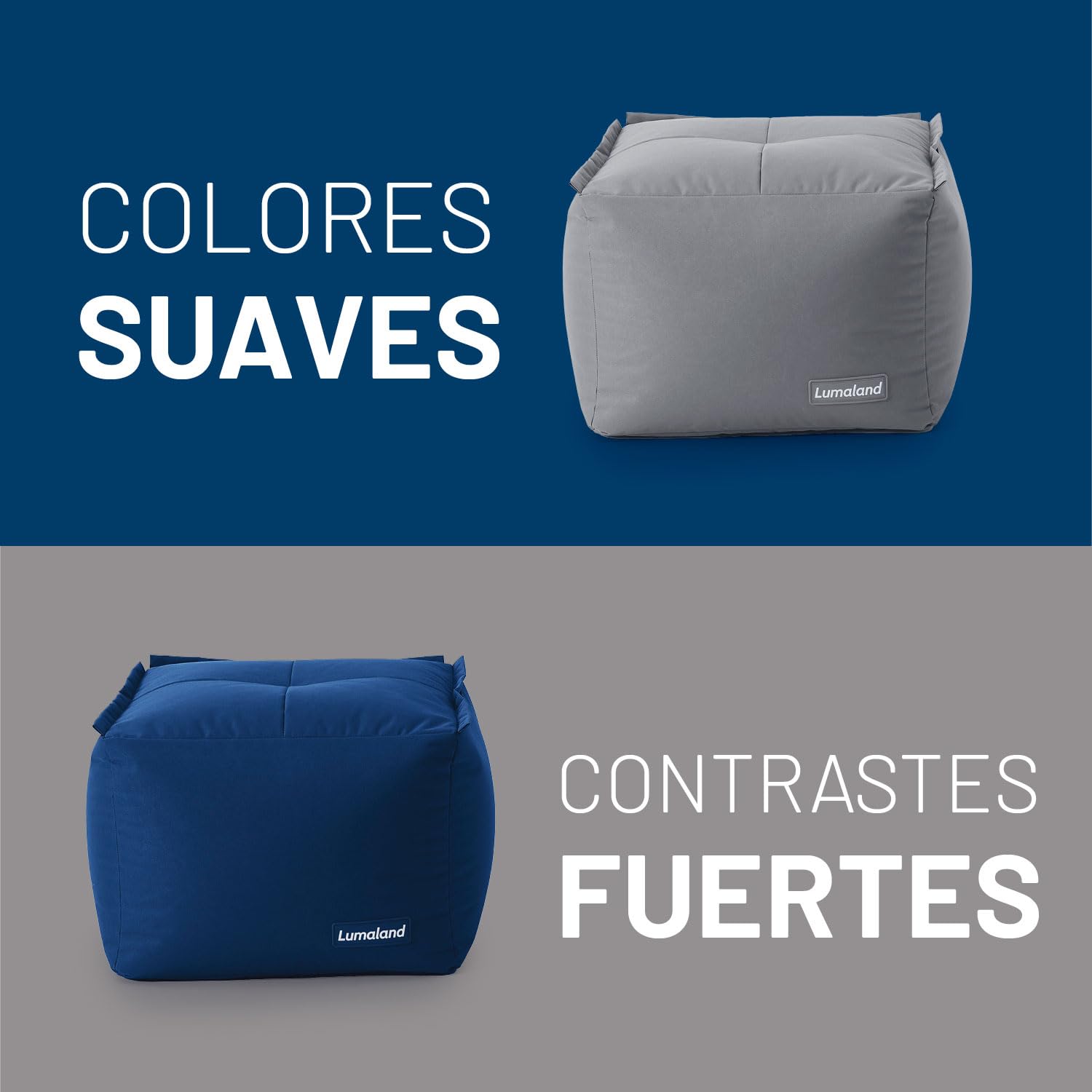 Lumaland Beanbag Lounge Modular | Puf Impermeable | Taburete Ligero y Expandible Individualmente | Juego de Salón para Interior y Exterior | Asiento Lavable para Jardín | 54x54x54 cm [Gris]