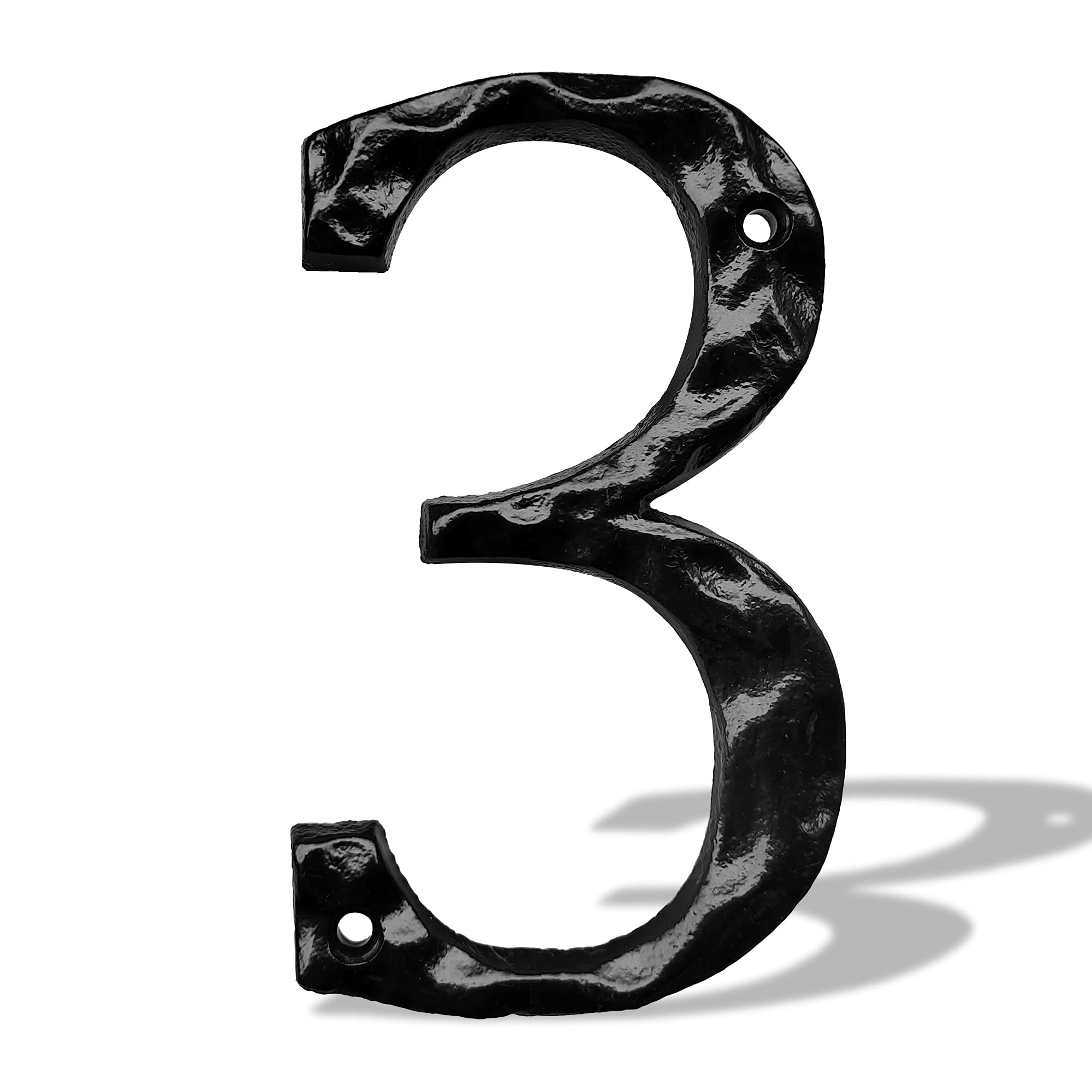 House Numbers for Outside/Cast Iron Home Address Number-5.5 Inch Metal Mailbox Number/Black/Number 3