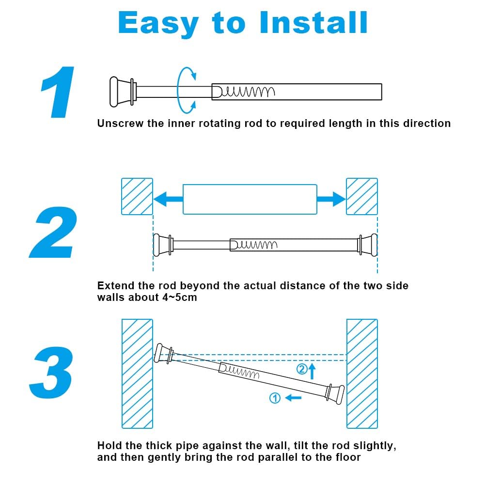 HOTUT Bastone per Tende Estensibile, Asta Tenda Telescopica Fissaggio Senza Trapano né Viti, 6 Pezzi Bastoni per Tende Lunghezza 30-50 CM, Utilizzato Come Asta per Tende/Diy Ripiano, Bianco
