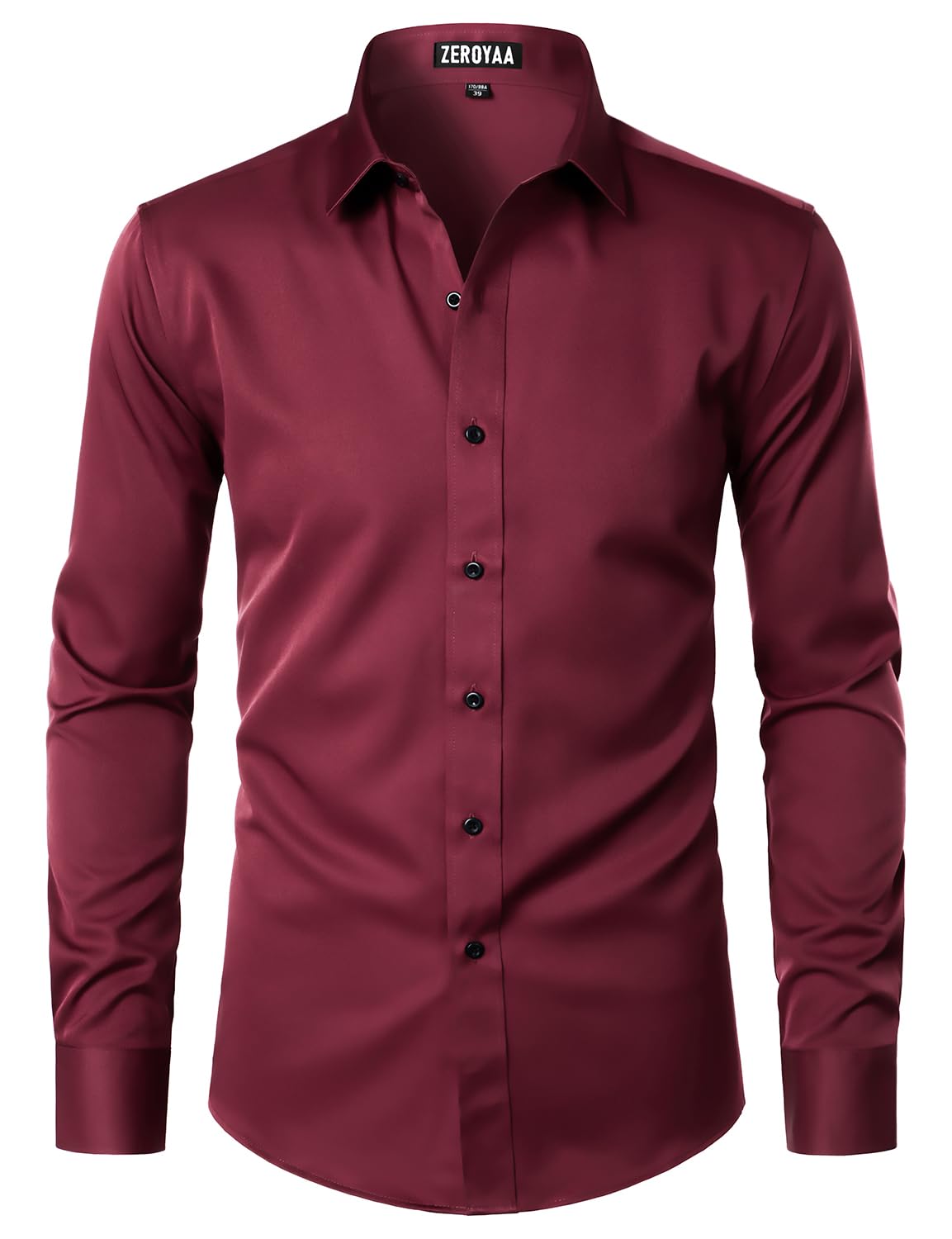 ZEROYAA Men's Long Sleeve Dress Shirt Modern Slim Fit Wrinkle-Free Casual Business Button Up Shirts
