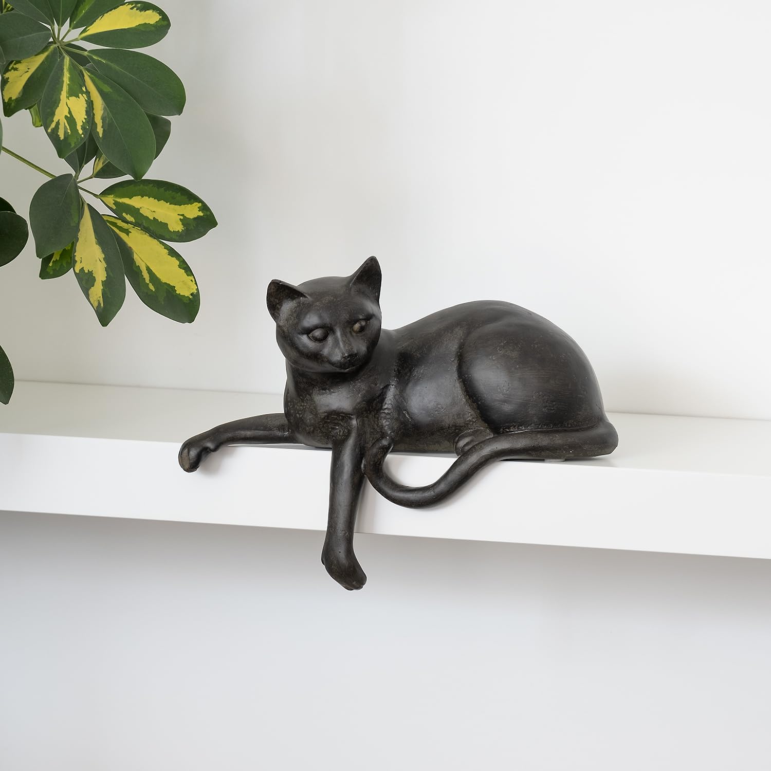 Moritz Statuette décorative en polyrésine - Chat couché - 20 cm