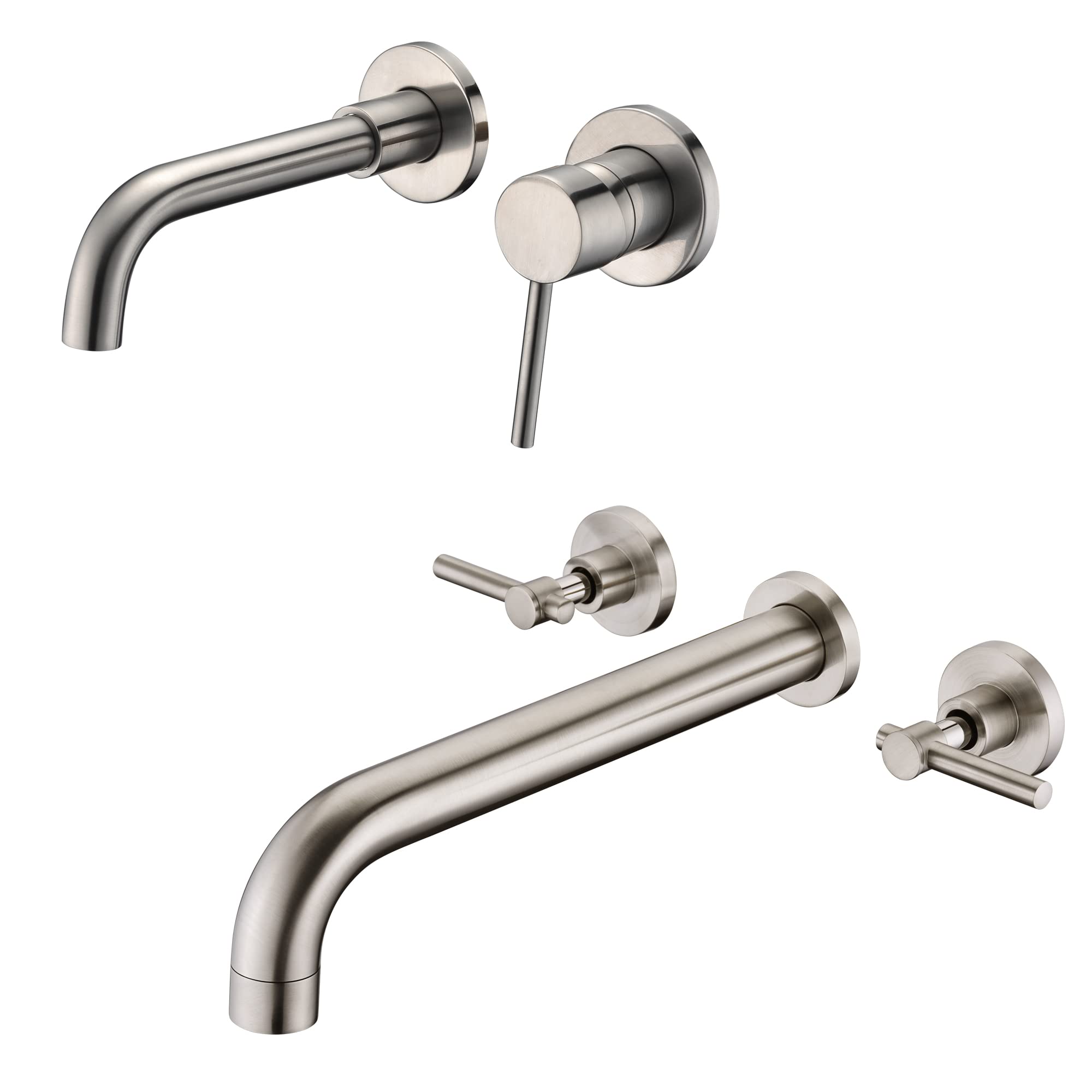 Sxithgkdw Brushed Nickel Wall Mount Bathroom Faucet S1394ni + Wall Mount Tub Faucet S2134ni