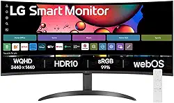 Monitor LG UltraWide Streaming 34SR60QC-B Tela curva WQuadHD (3440 x 1440) 21:9 de 34", WebOS, ThinQ Home, Air Play, Screen Share, Bluetooth