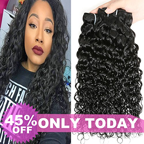 Water Wave 3 Bundles (16" 14" 12") Brazilian Human Hair 8A Unprocessed Wet and Wavy Bundles Virgin Hair Weave Natural Black Color
