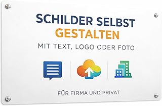 Schilder selbst gestalten - Aluverbundschild personalisiert mit Wunschtext Foto oder Logo - wetterfest UV beständig - Firmenschild Türschild für Innen und Außen