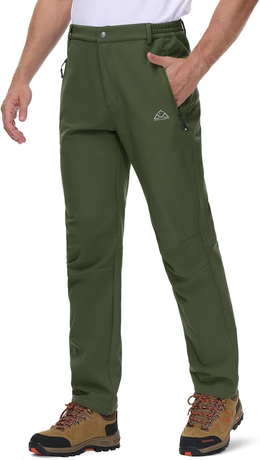 Rdruko Softshell Trousers Men's Winter Trousers Waterproof Ski Trousers Winter Work Trousers Warm Lined Trousers Hiking Trousers Outdoor Trousers