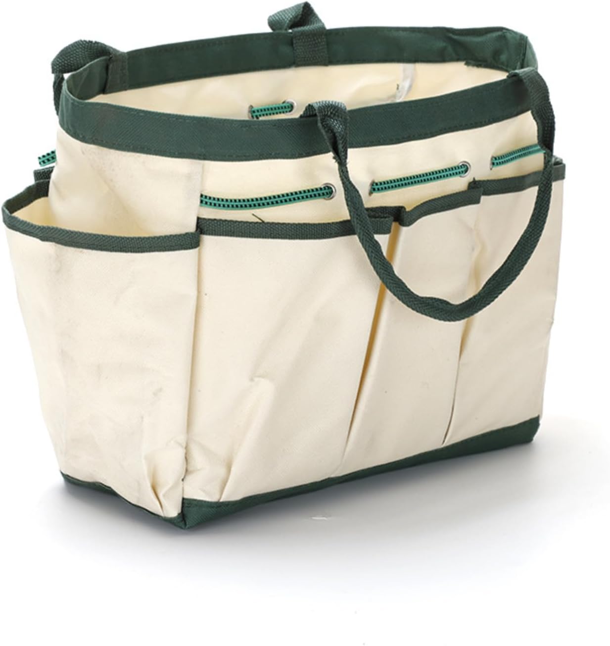Gardening Tote Bag Garden Tool Bag with 9 Pockets Oxford Bag Storage Organizer Tote Bag for Outdoor Garden Lawn Yard-White
