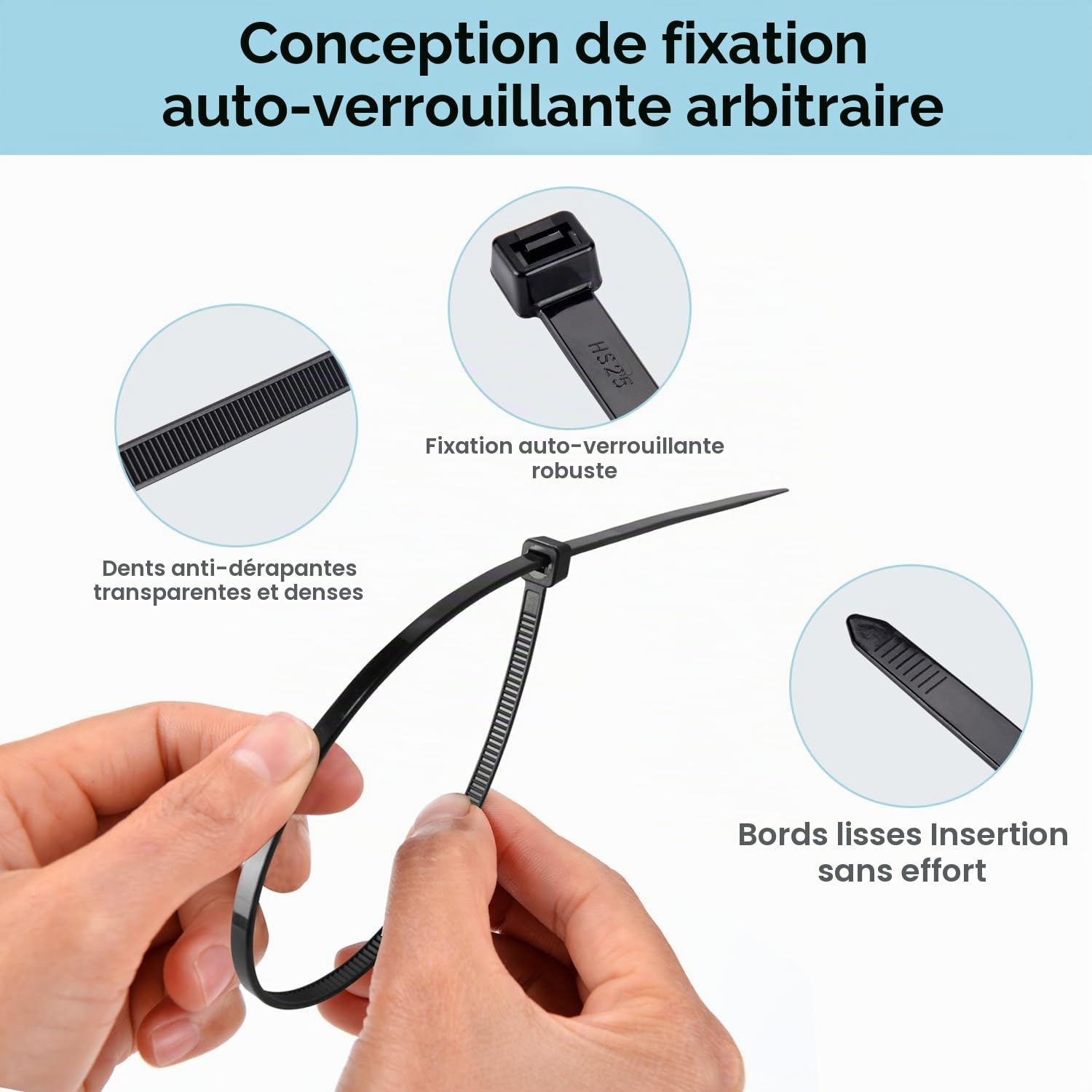 Collier 800 Pièces Rilsan, GRUOIZ Attache Câble Collier de Serrage Plastique 3.6mm Zip Ties (100/150/200/250/300mm) Serre Câbles Rilsan Noir Nylon, Colliers Rilsan Cable Ties Plastique