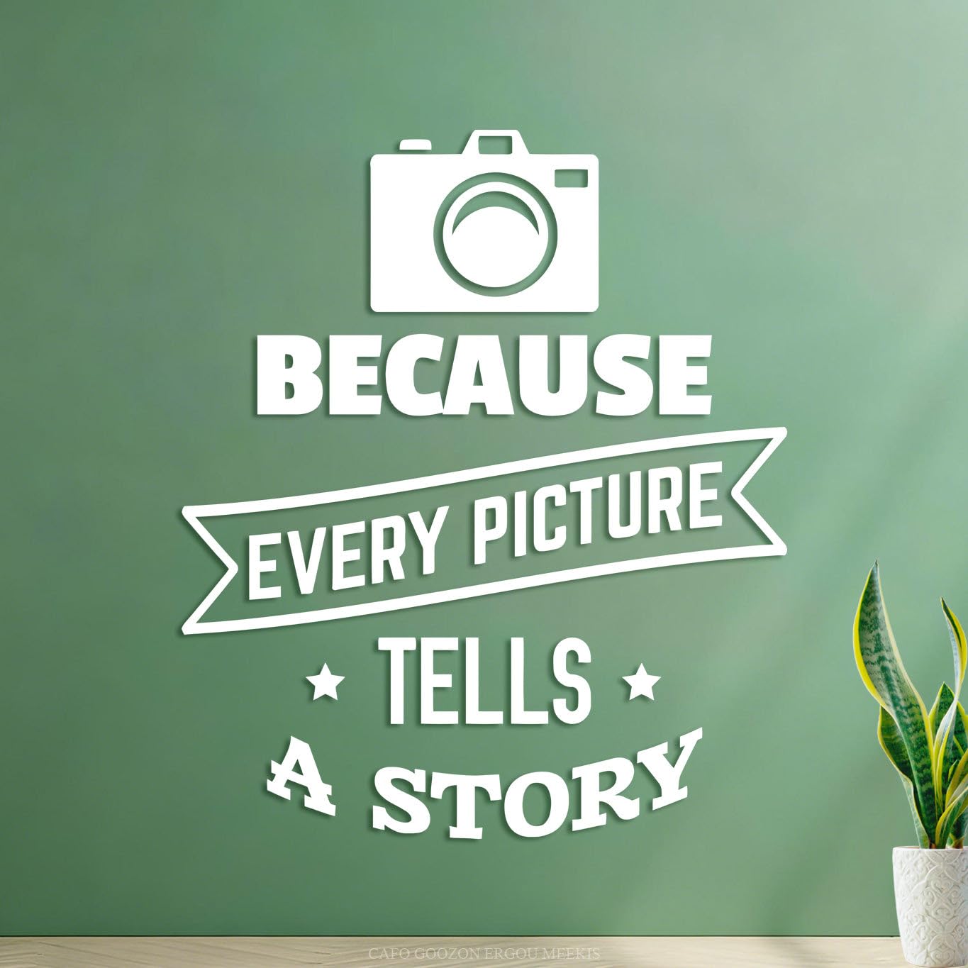 Fine Carving Decals Photo Phrase Because Every Picture Tells A Story 54.6x63.9cm Glass Stickers White — image 1