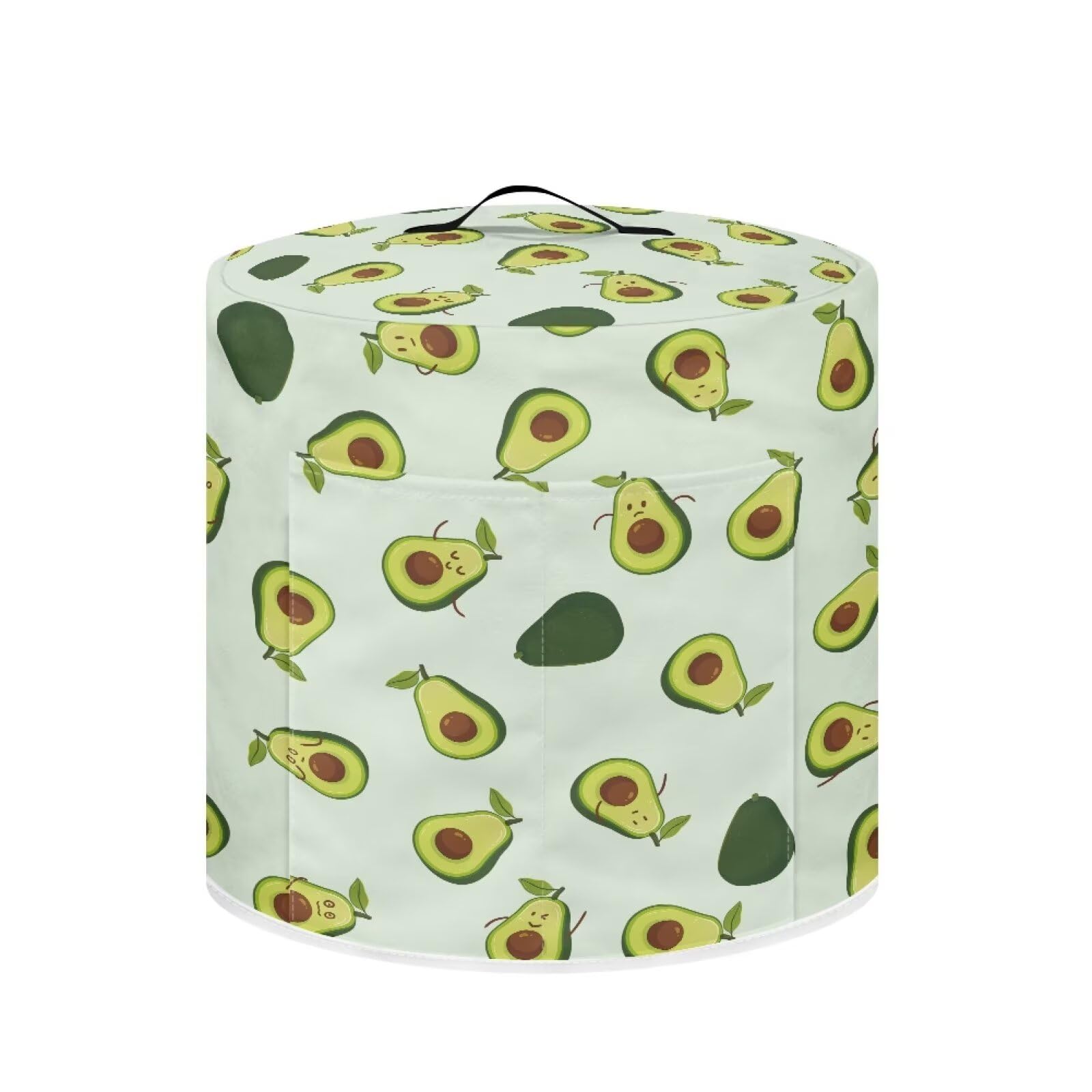6-Quart Round Air Fryer Cover - Avocado Design Dust Protector with Top Top Handle and Accessory Storage Pocket | Fits Pressure Cooker, Rice Cooker, Crock Pot | Kitchen Decor