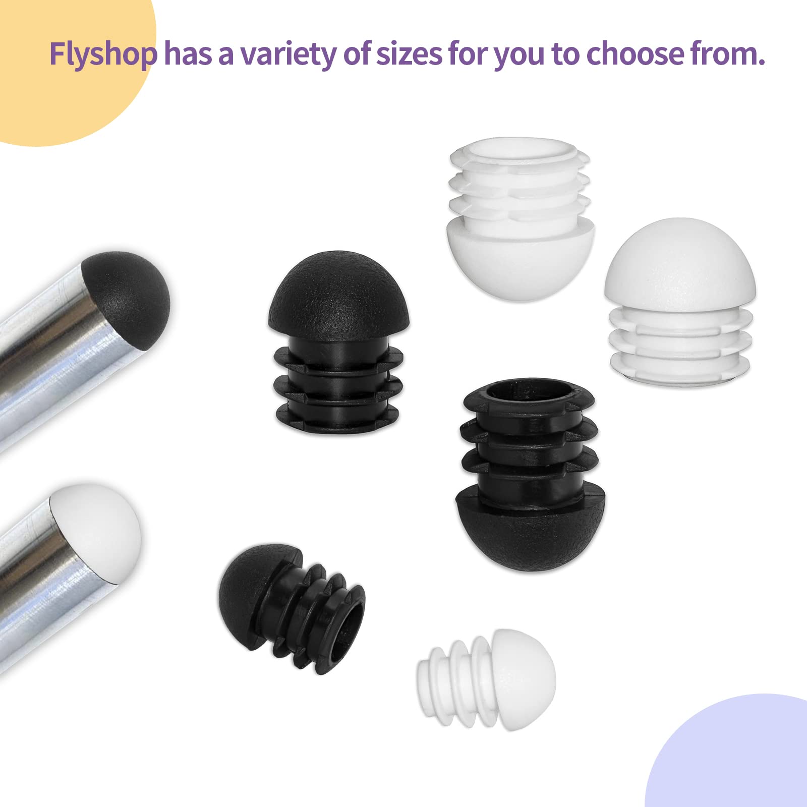 Flyshop 16 Stück schwarz Kunststoff Kappe rund Einsatz Möbelgleiter für Tische und Stühle, 76 mm, 3"
