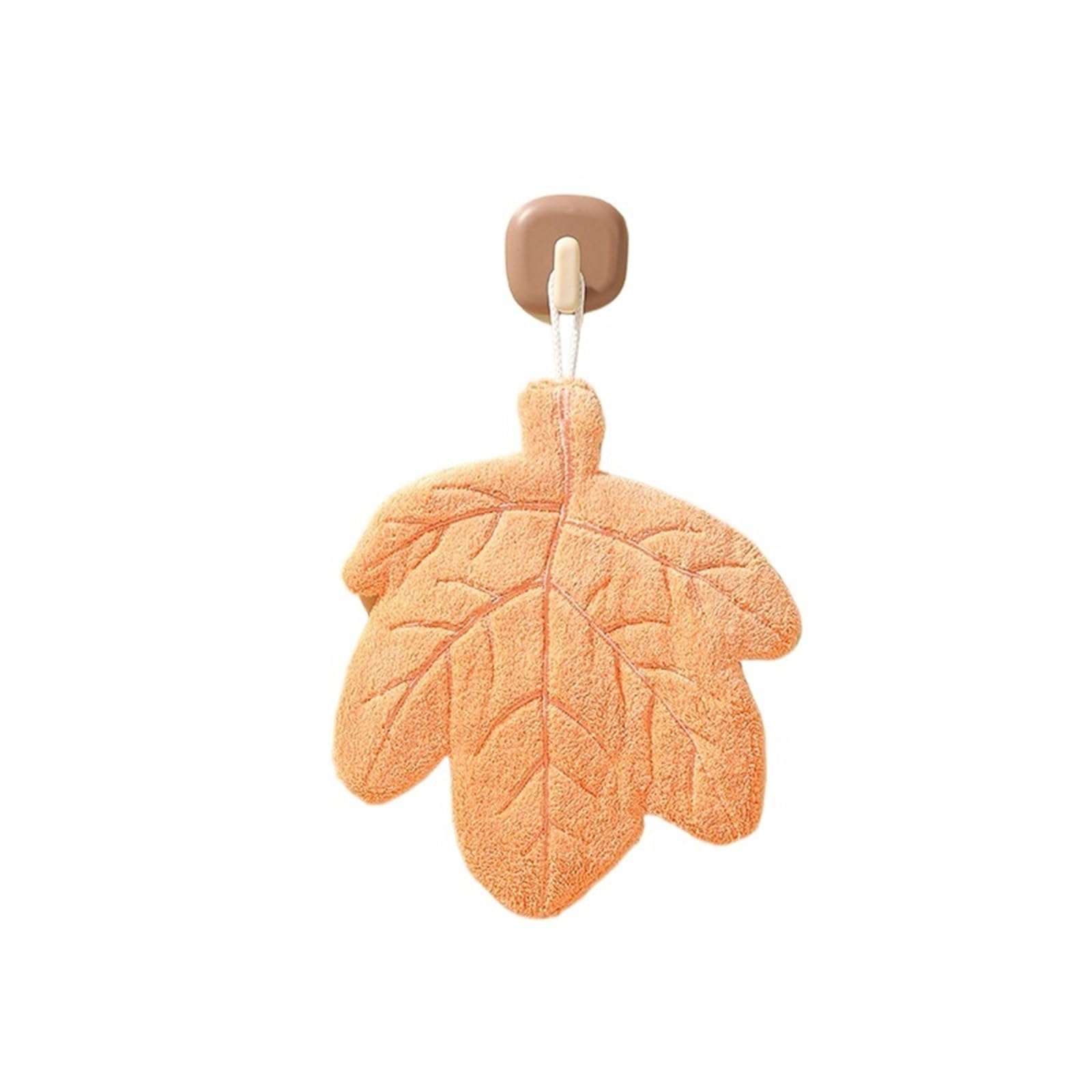 FGUJSUR Hand Towels 1pc Leaf-pattern Hanging Towel, Coral Fleece, Thickened, Absorbent, Kitchen Cloth, Bathroom, Home Hand(Color2)
