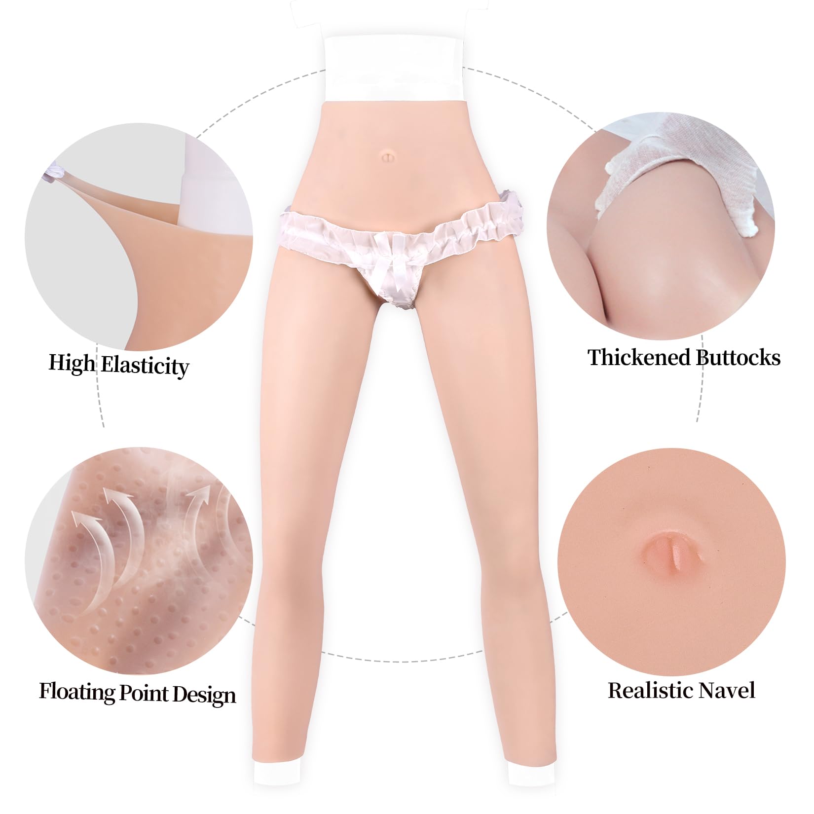 Culotte Silicone Réaliste avec Tuyau Travesti Faux Vagin Hanches Crossdresser Pantalon 7/8 Transgender Fausse Chatte Fesse Féminisé pour Hommes