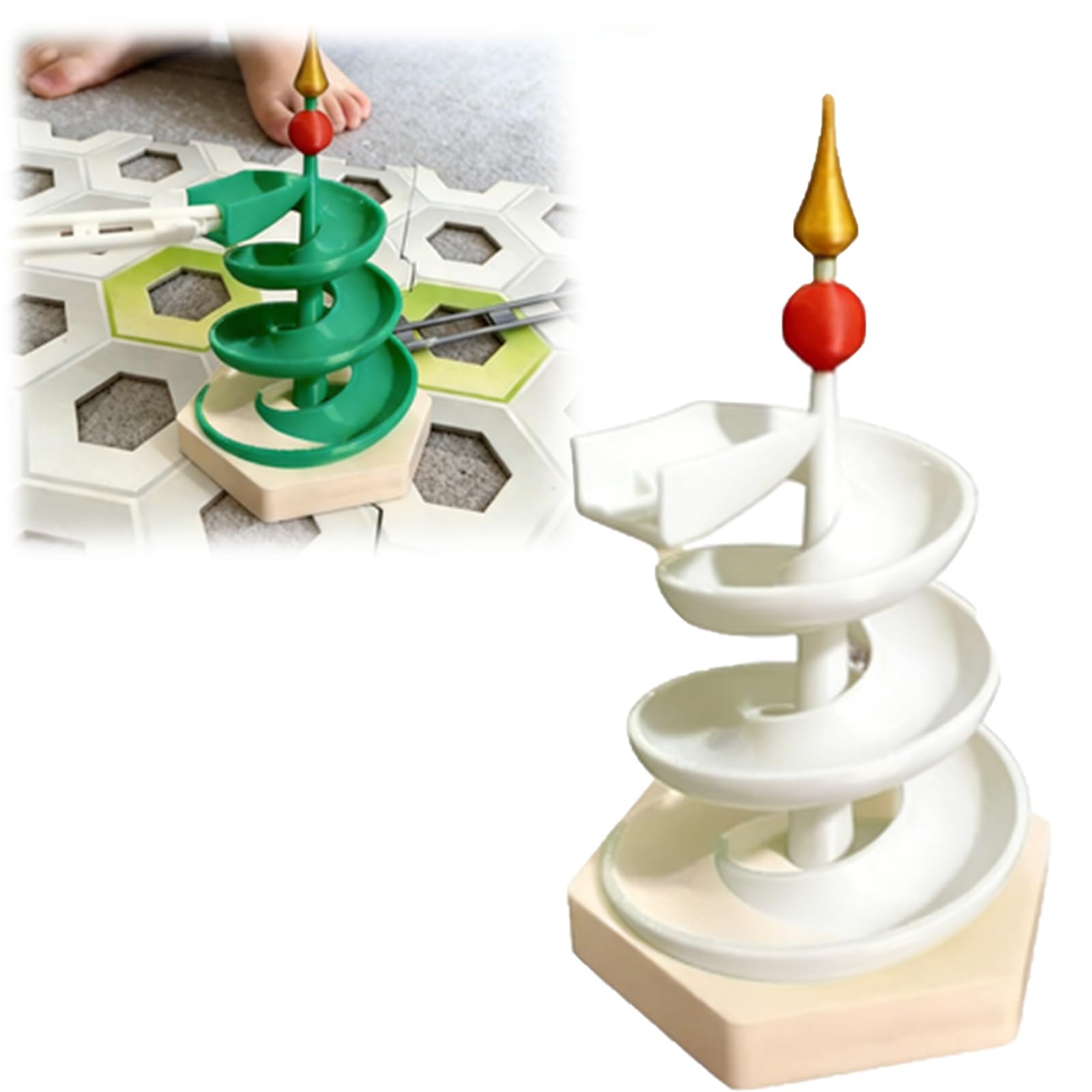 Compatible with GraviTrax Marble Spiral Run Systems - for Christmas Tree Helix Slide Tile Festive Extension for Enhanced Play (White)
